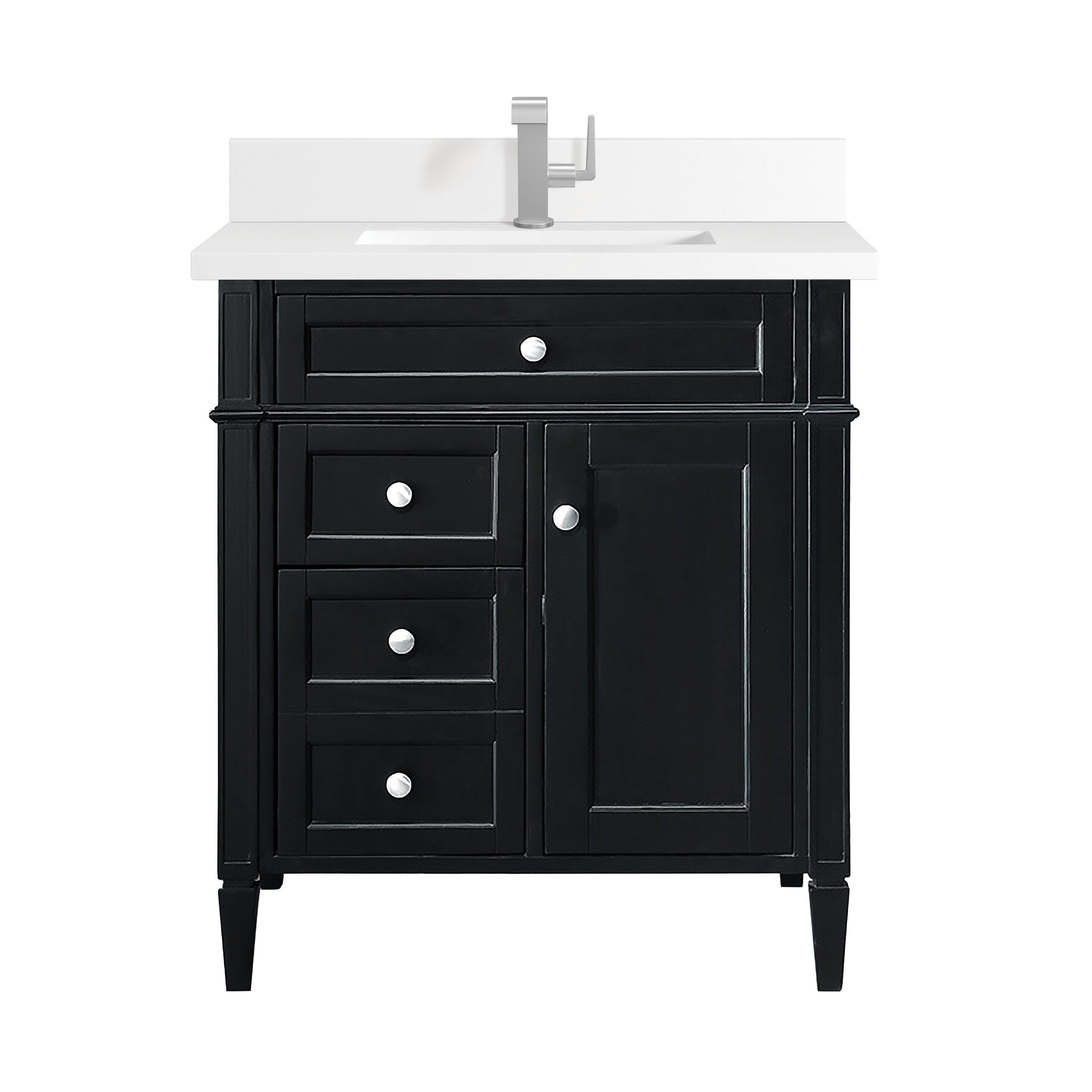 James Martin Brittany 30" Single Vanity in Black Onyx with 3cm Countertop