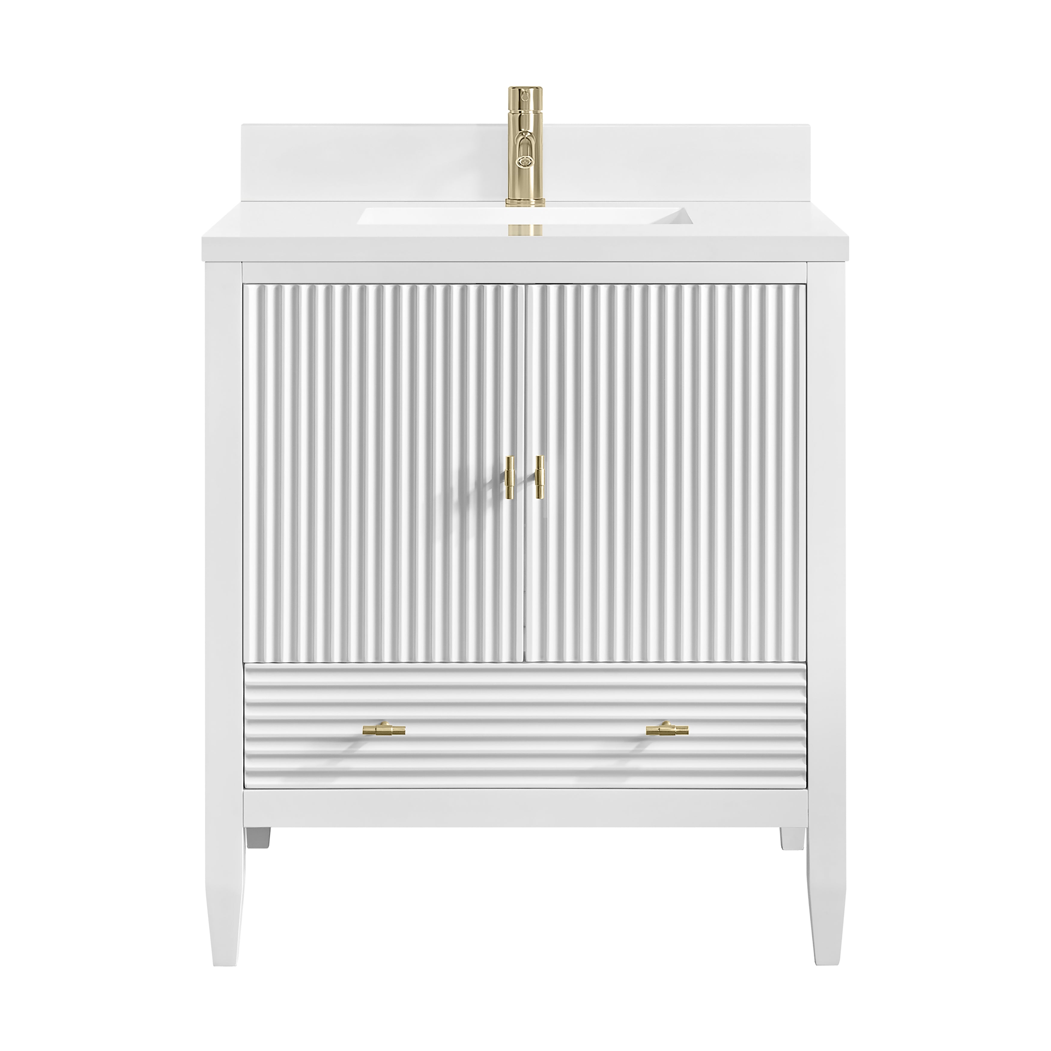 James Martin Myrrin 30" Single Vanity in Bright White with 3cm Countertop