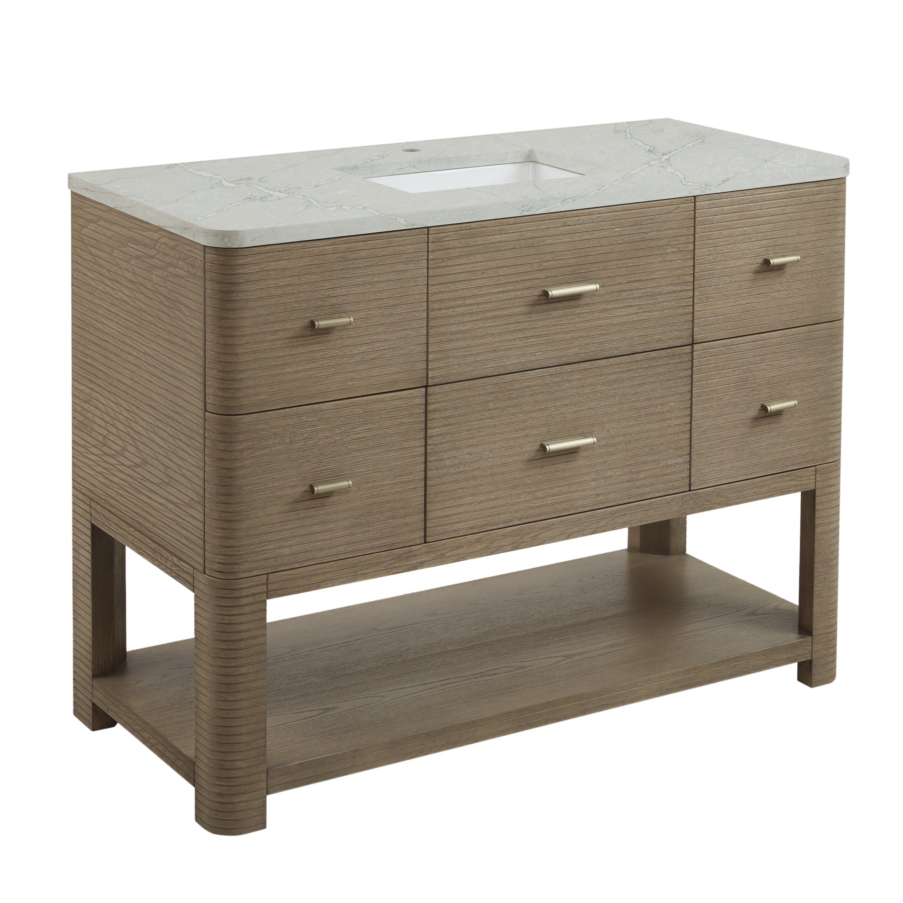 James Martin Lucian 48" Single Vanity in Pebble Oak with 3cm Countertop