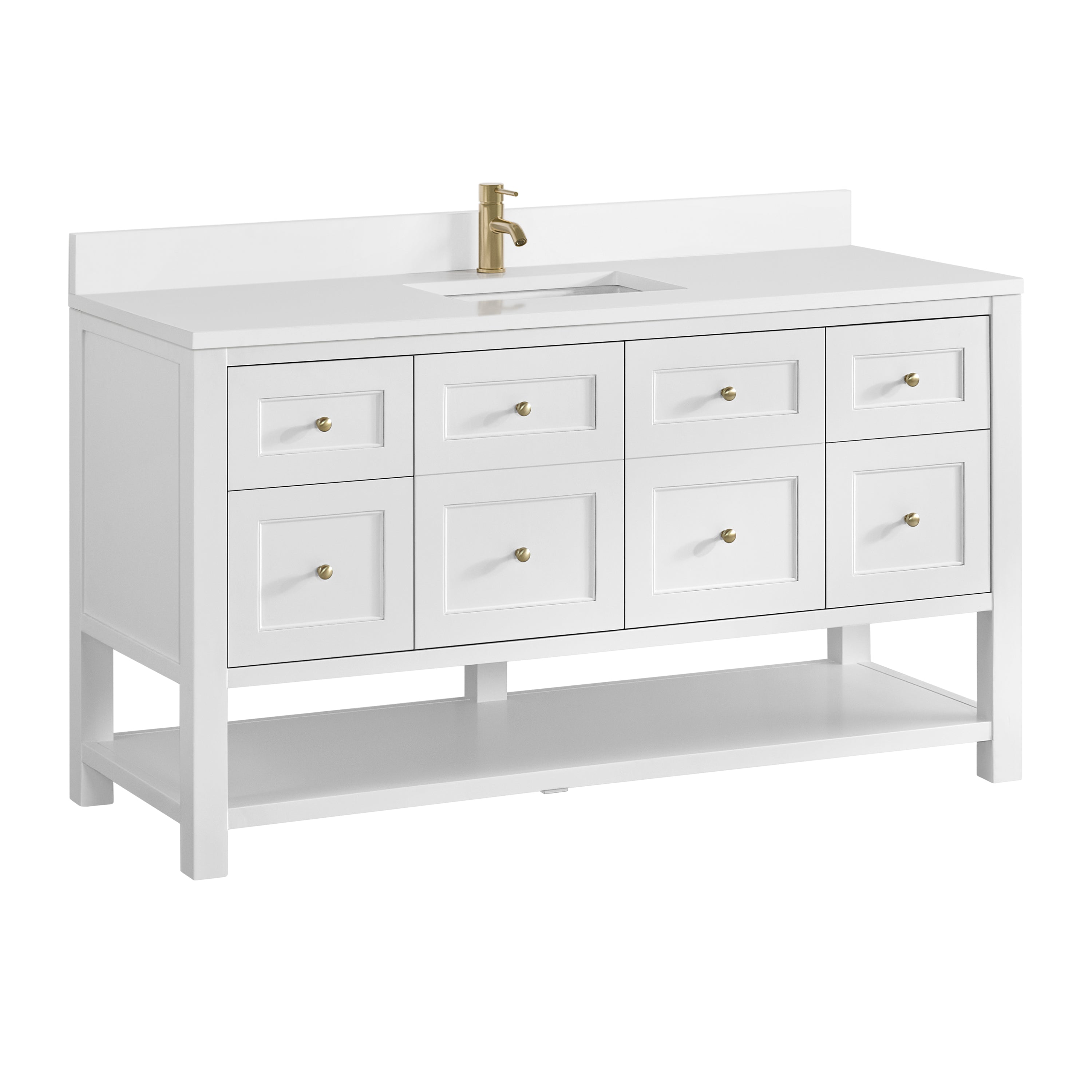 James Martin Breckenridge 60" Single Vanity in Bright White with 3cm Countertop