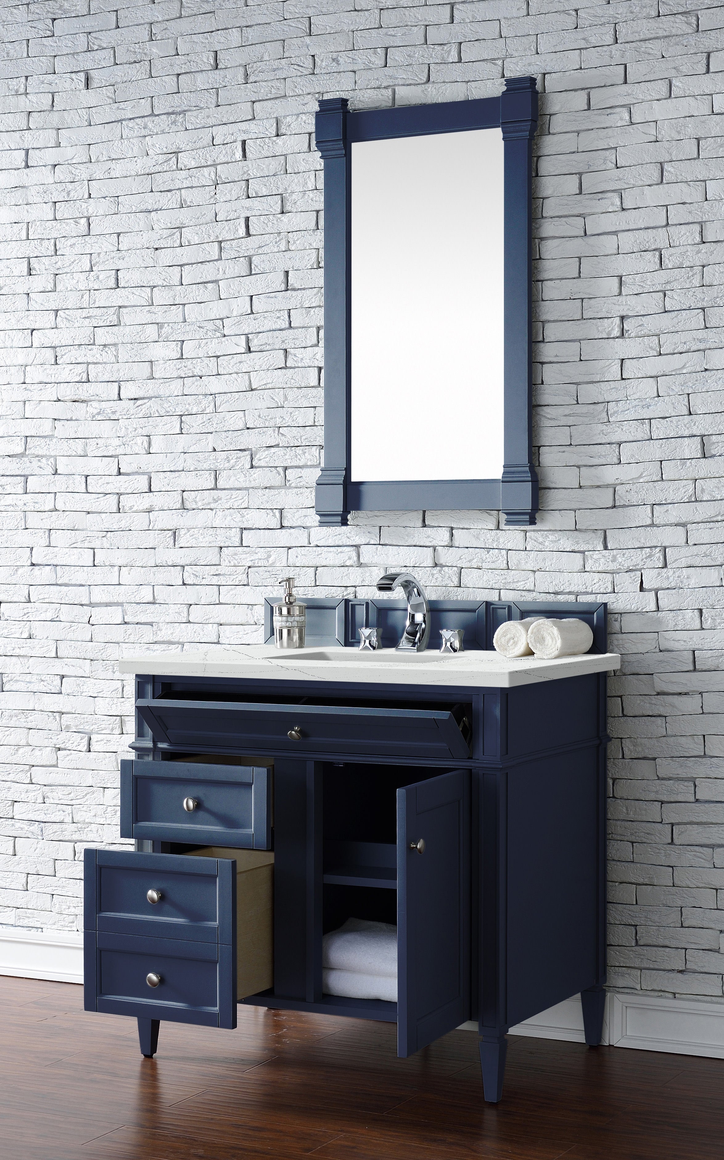 James Martin Brittany 36" Single Vanity in Victory Bleu with 3cm Countertop