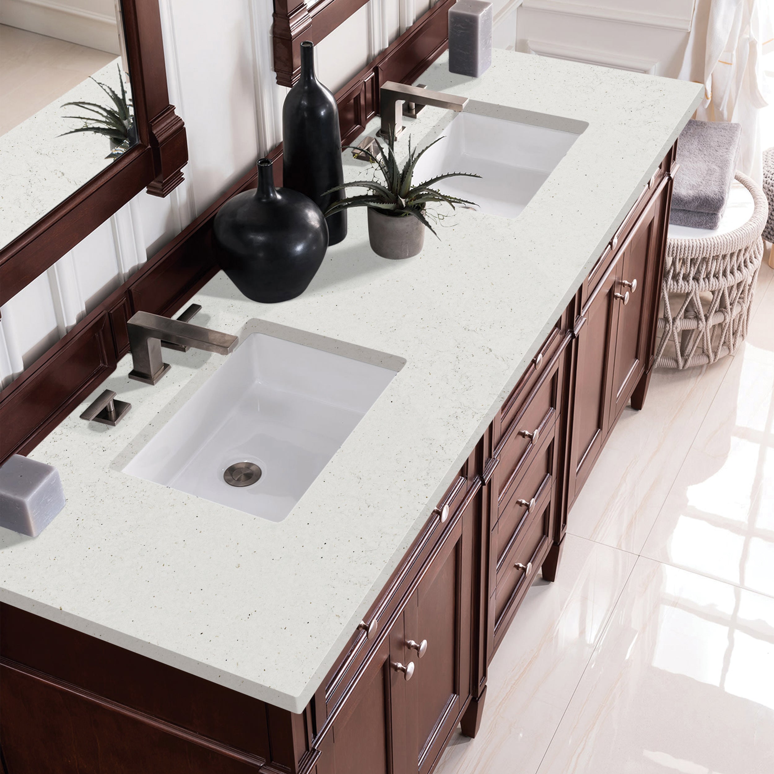 James Martin Brittany 72" Double Vanity in Burnished Mahogany with 3cm Countertop