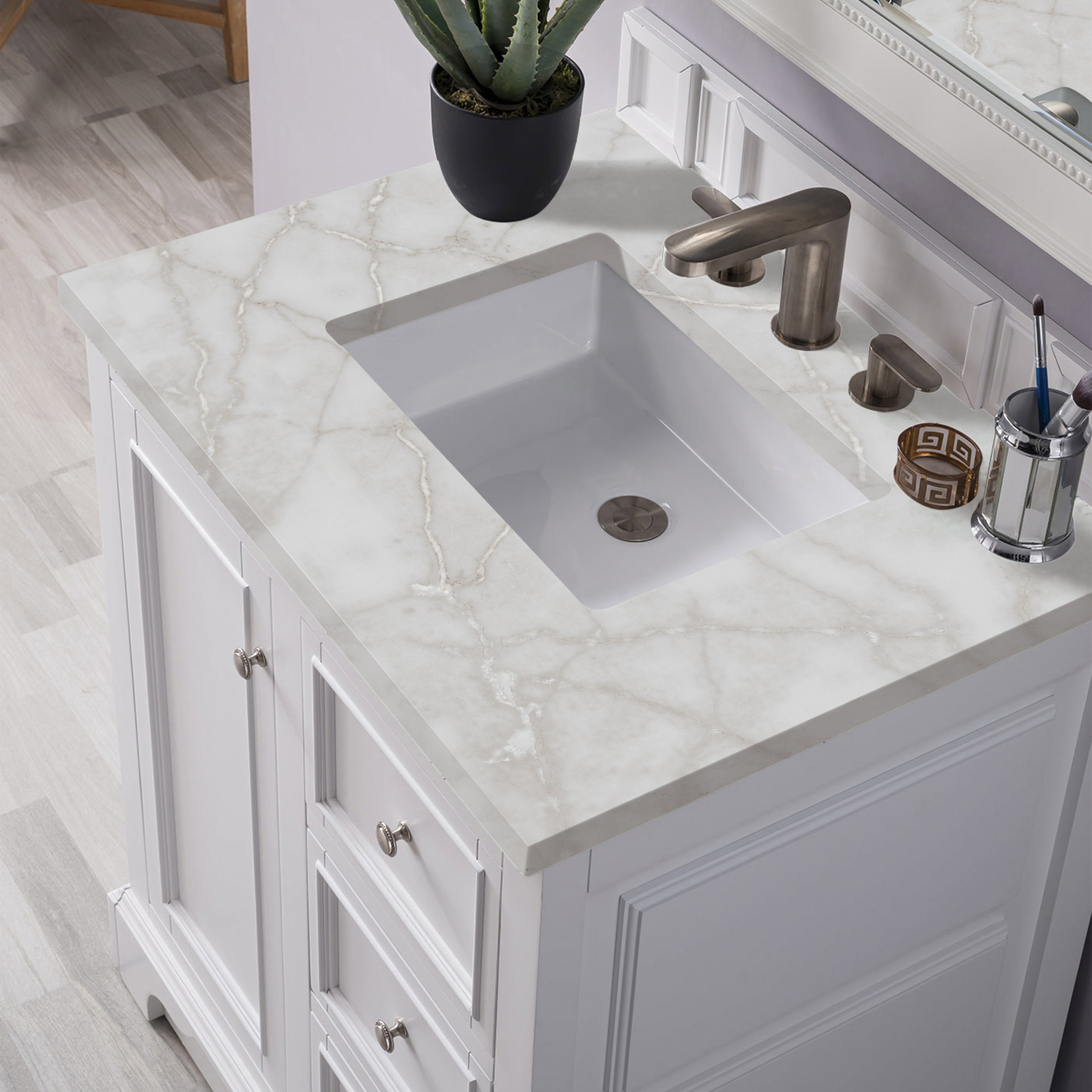 James Martin De Soto 30" Single Vanity in Bright White with 3cm Countertop