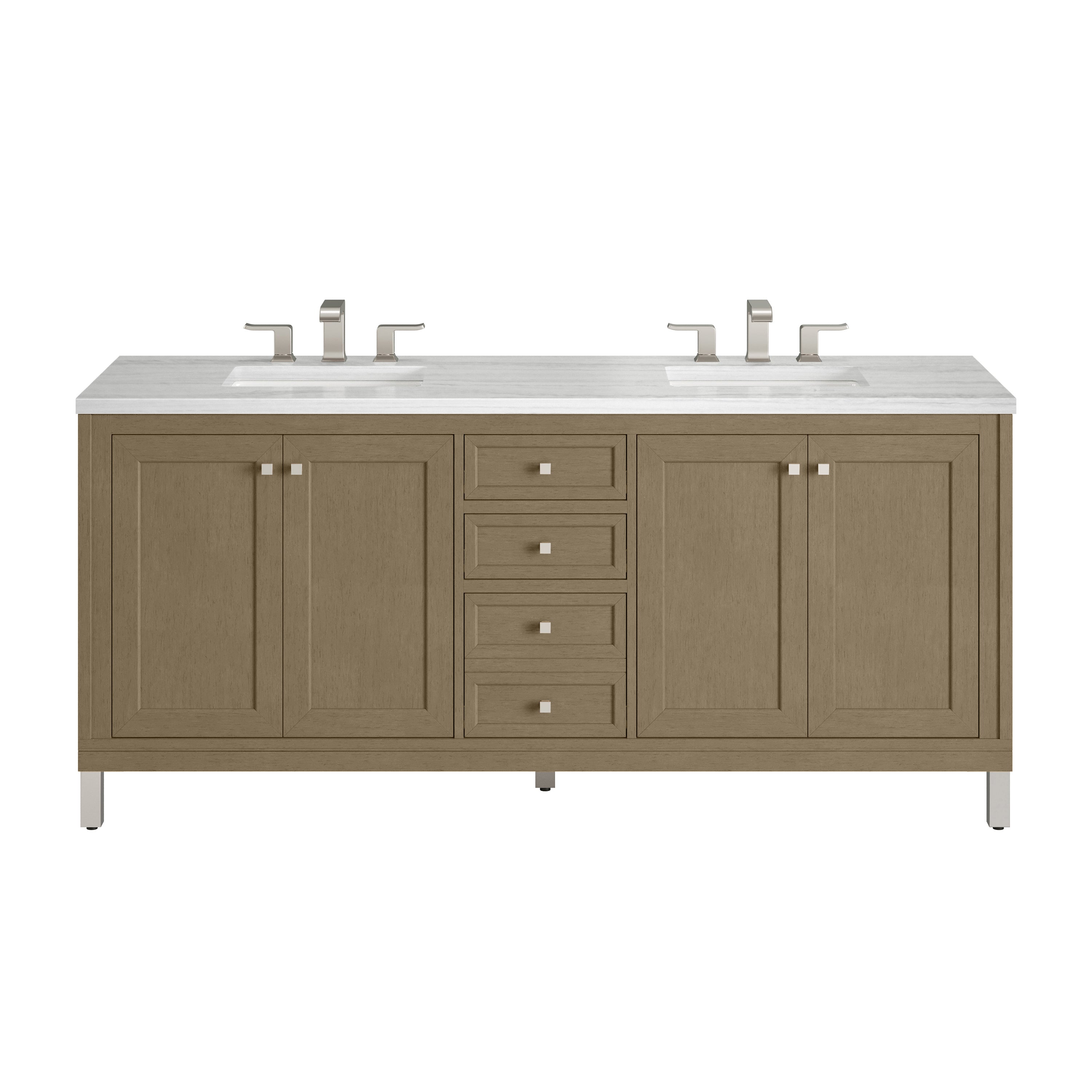 James Martin Chicago 72" Double Vanity in Walnut Whisper with 3cm Countertop