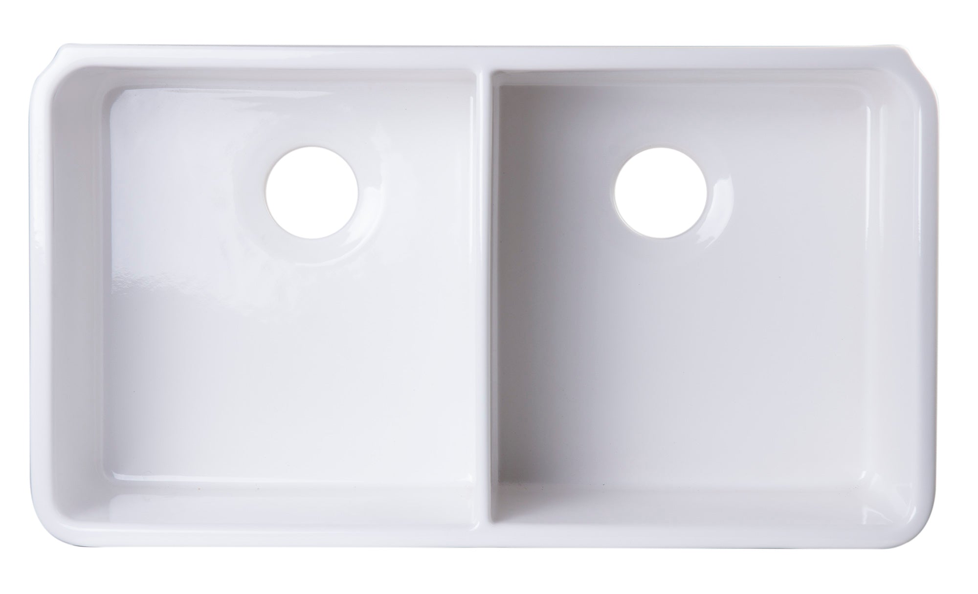 ALFI brand AB512UM AB512UM-W 32 inch White Double Bowl Fireclay Undermount Kitchen Sink