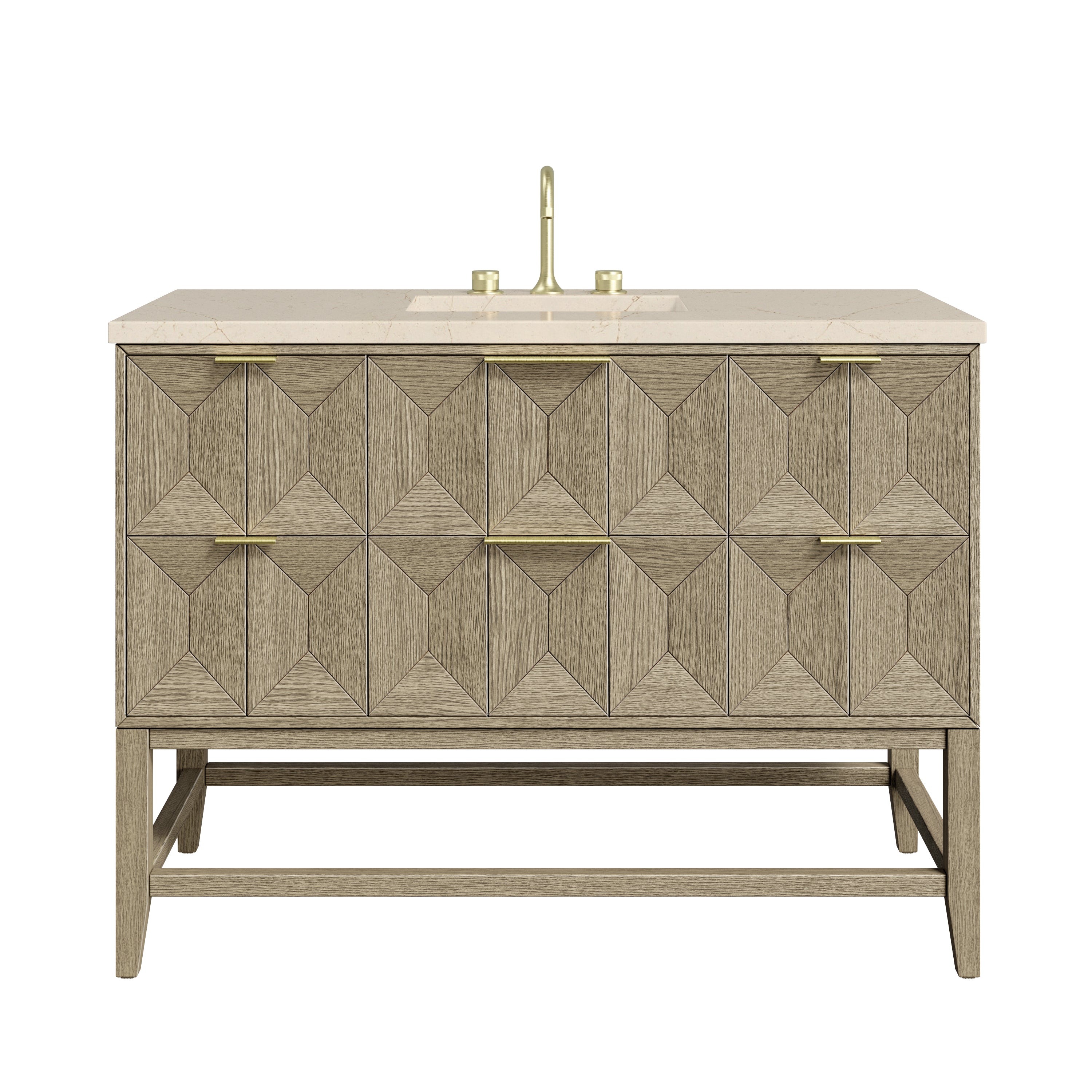 James Martin Emmeline 48" Single Vanity in Pebble Oak with 3cm Countertop