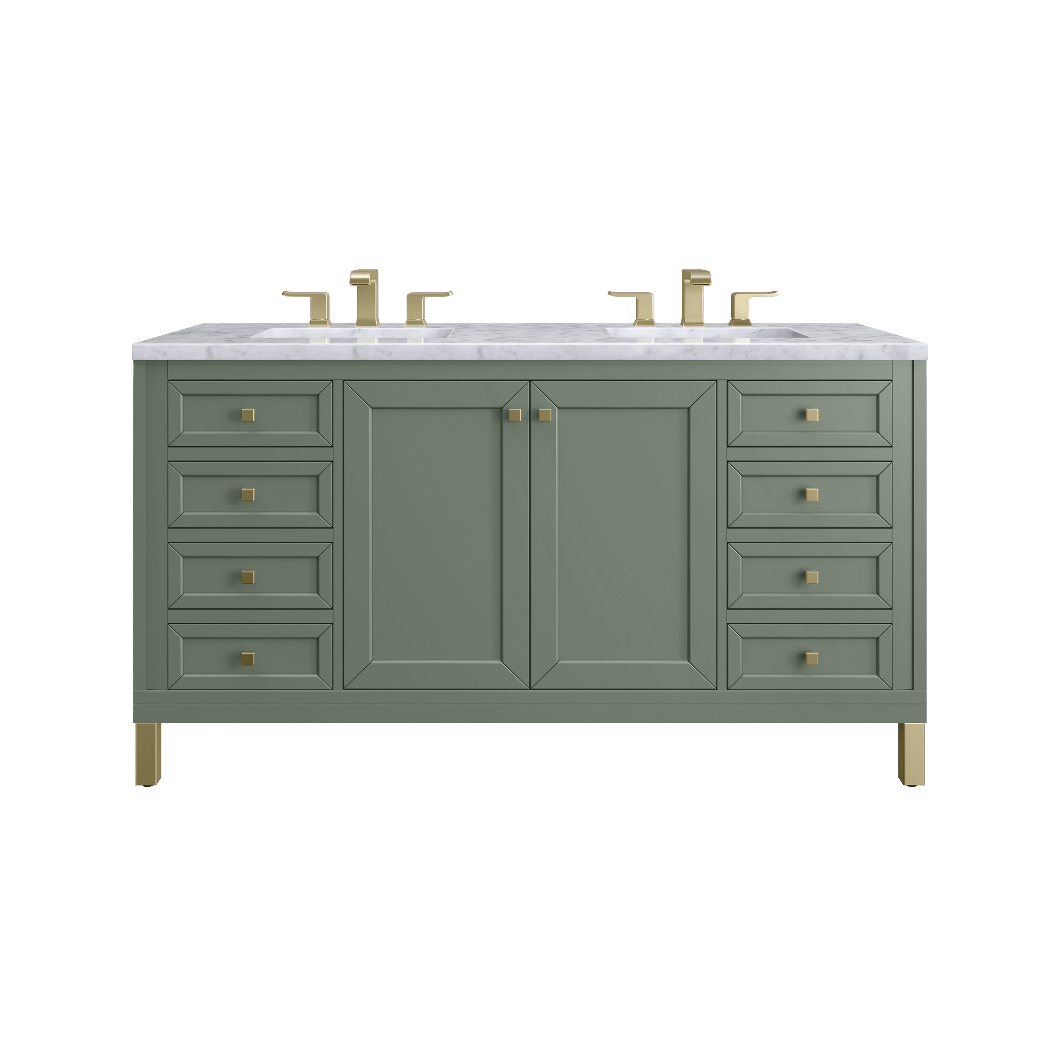 James Martin Chicago 60" Double Vanity in Smokey Celadon with 3cm Countertop