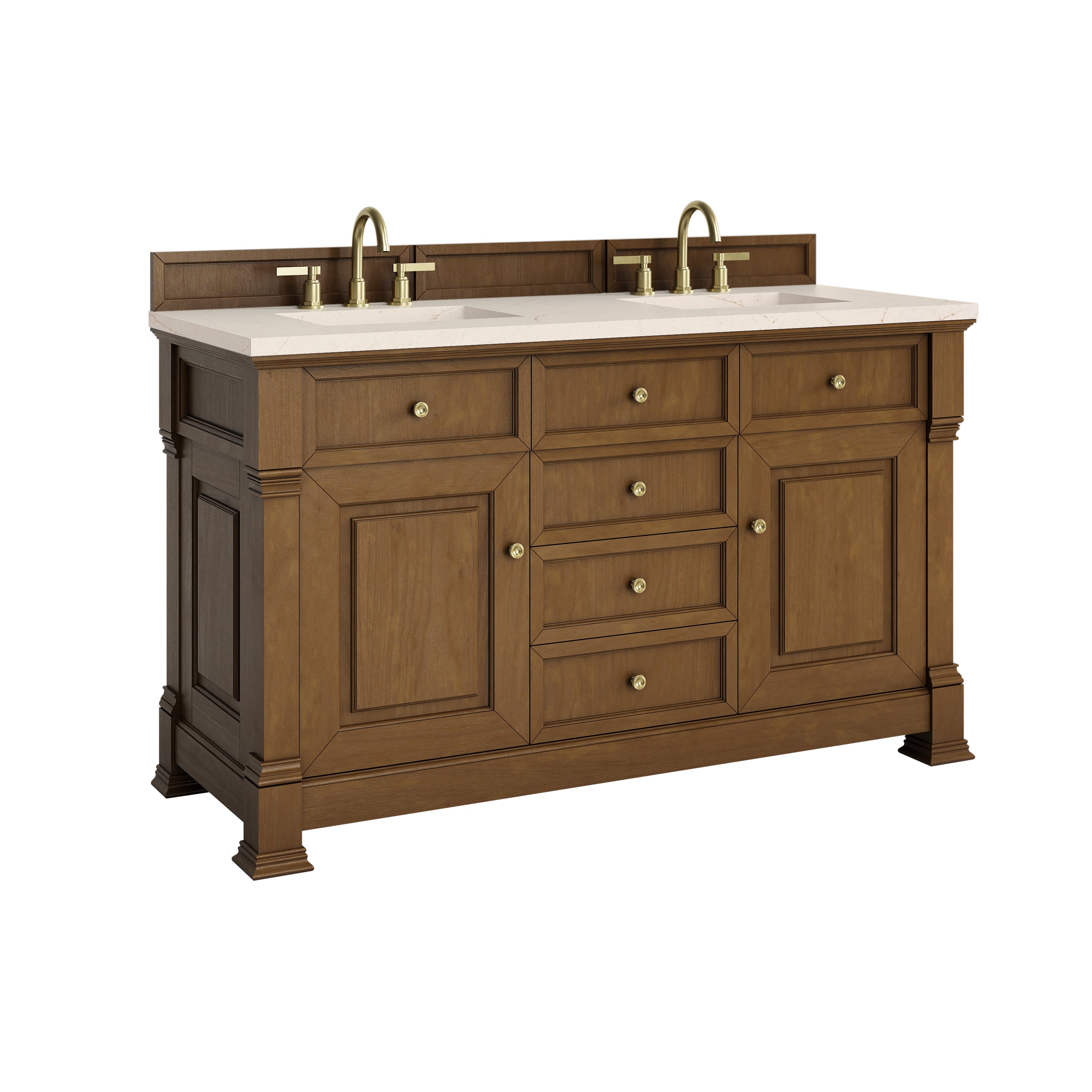 James Martin Brookfield 60" Double Vanity in Honey Oak with 3cm Countertop