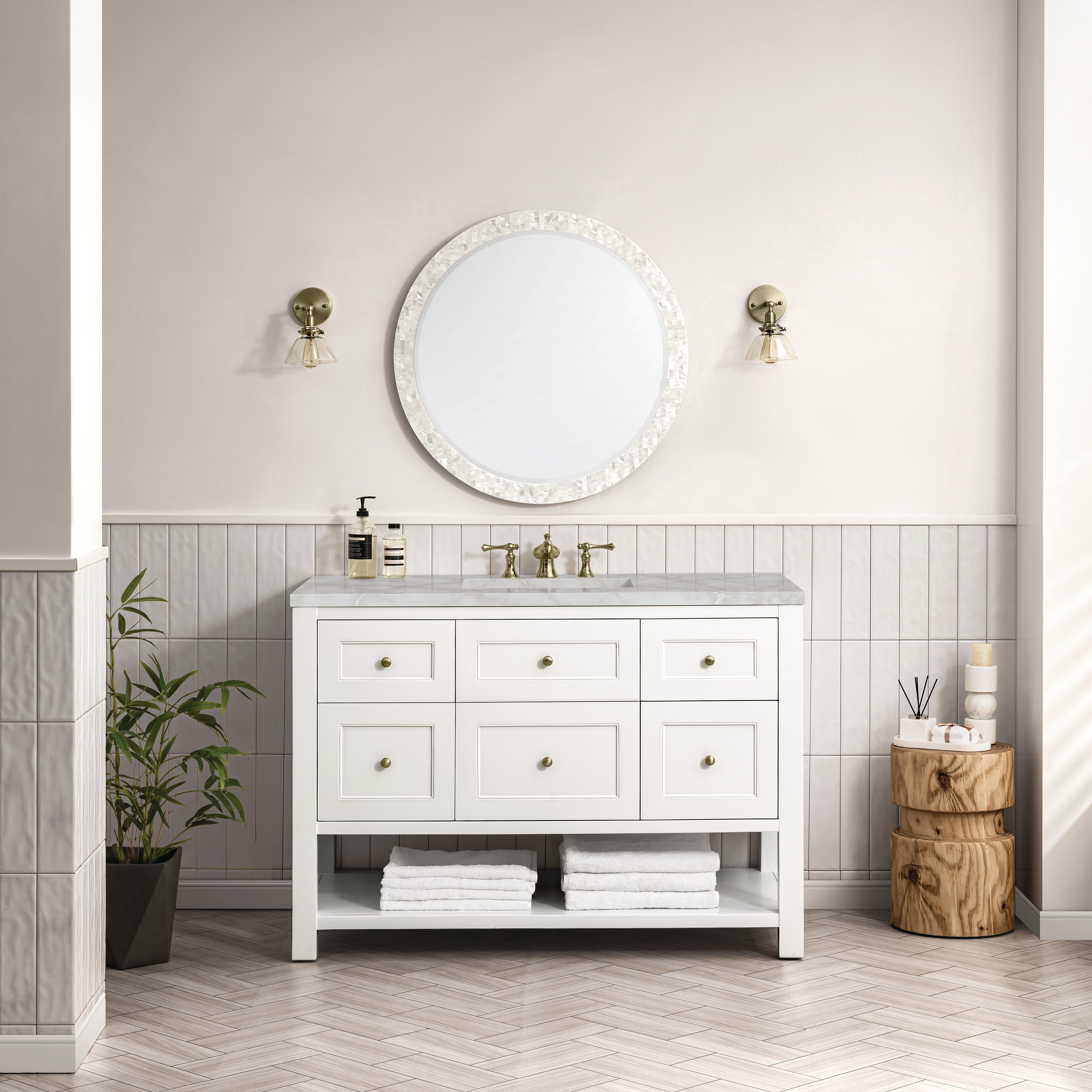 James Martin Breckenridge 48" Single Vanity in Bright White with 3cm Countertop