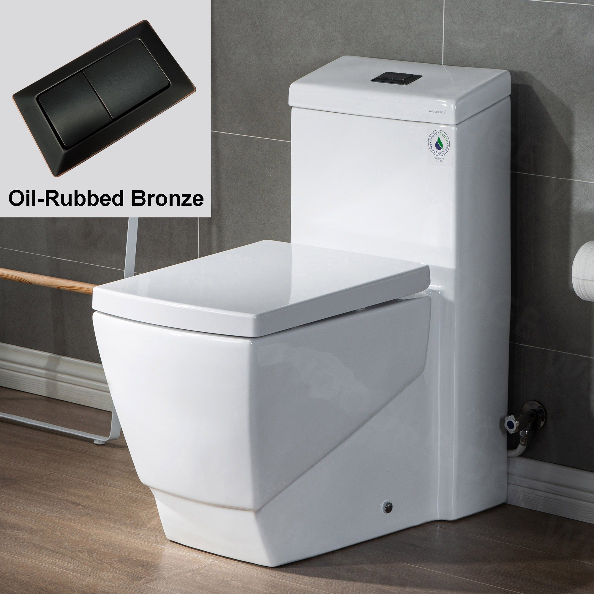 WOODBRIDGE Modern Square Design One Piece Dual Flush 1.28 GP Toilet,Chair Height with Soft Closing Seat, T0020