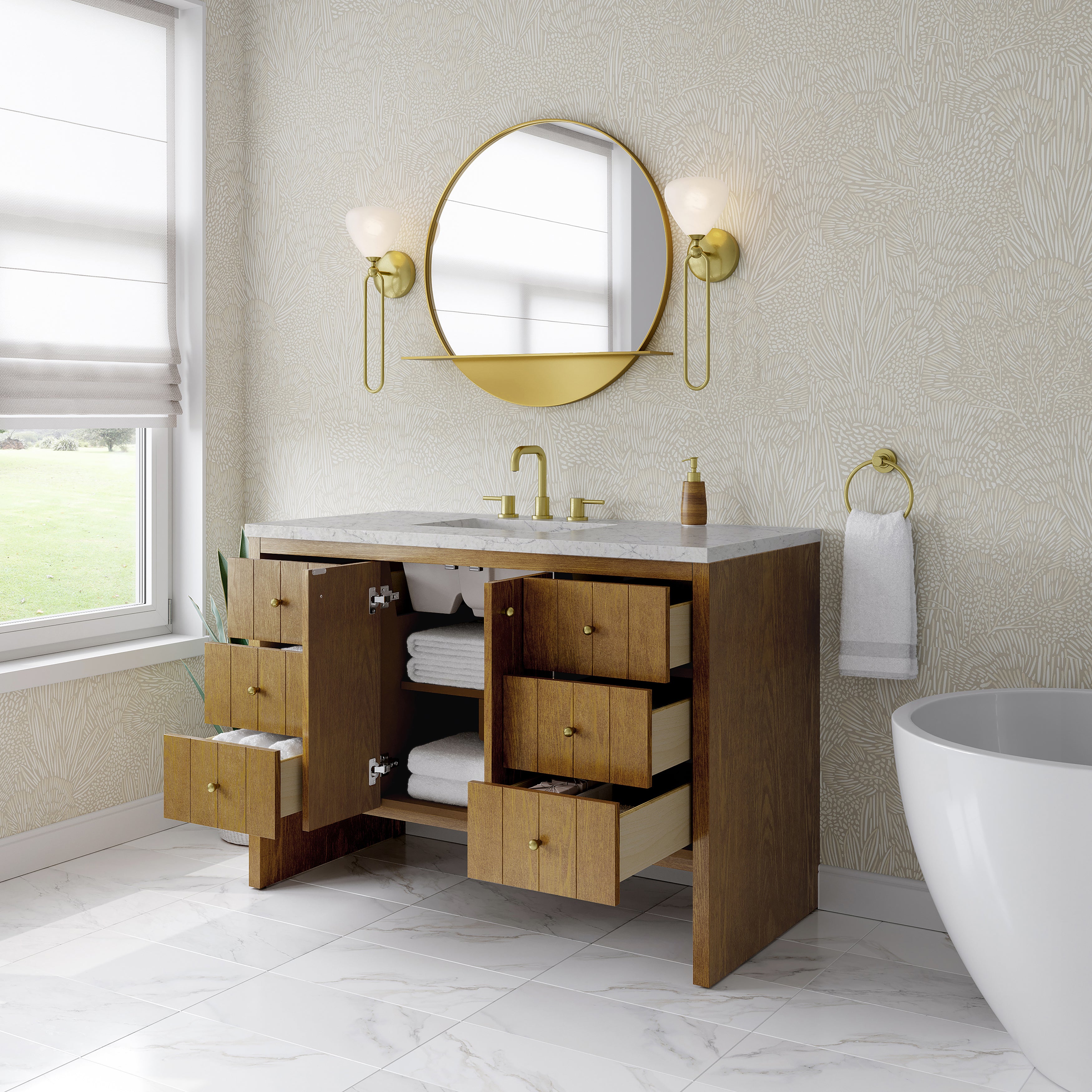 James Martin Hudson 48" Single Vanity in Honey Oak with 3cm Countertop