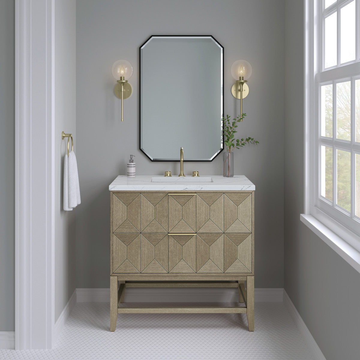 Emmeline 36" Single Vanity Cabinet, Pebble Oak