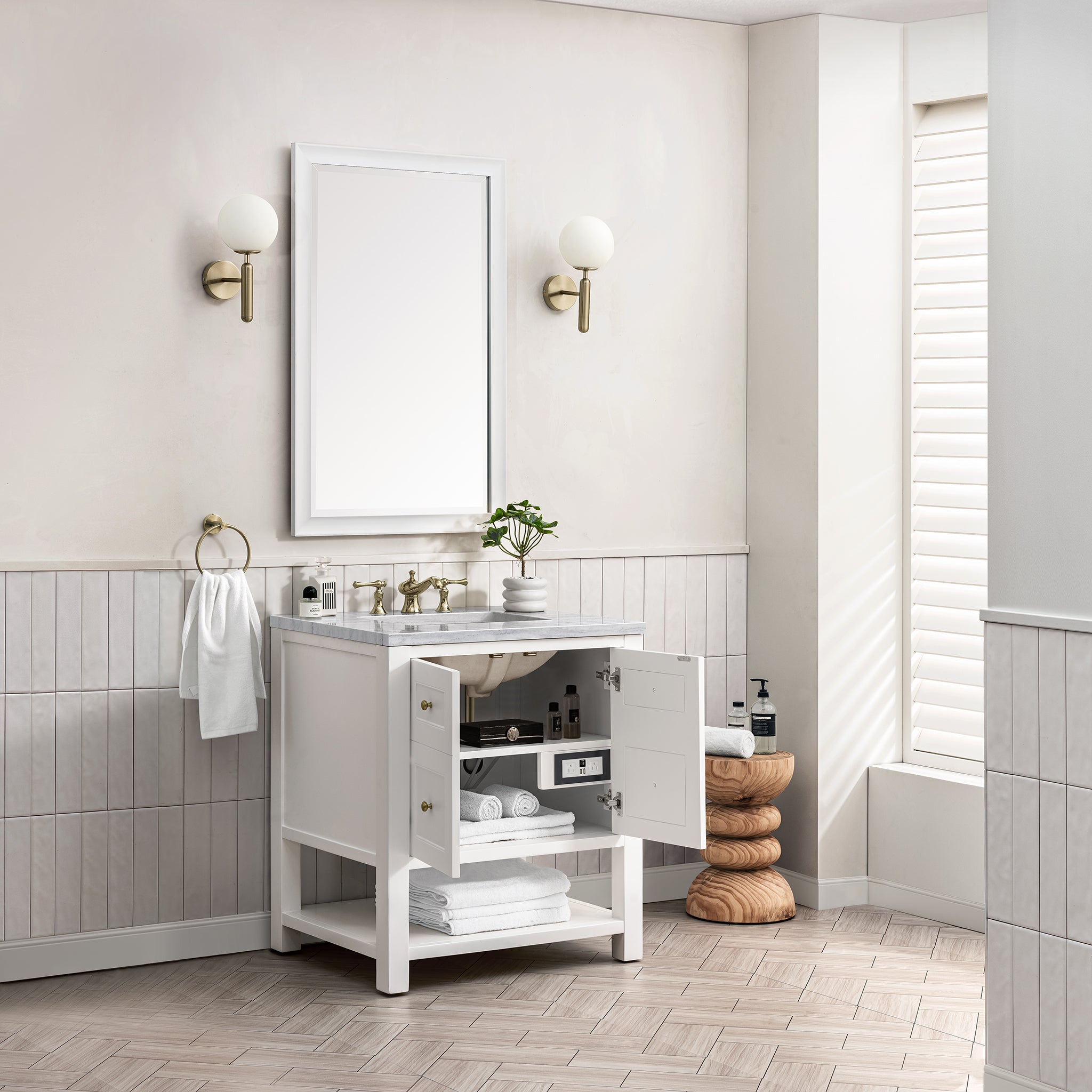 James Martin Breckenridge 30" Single Vanity in Bright White with 3cm Countertop