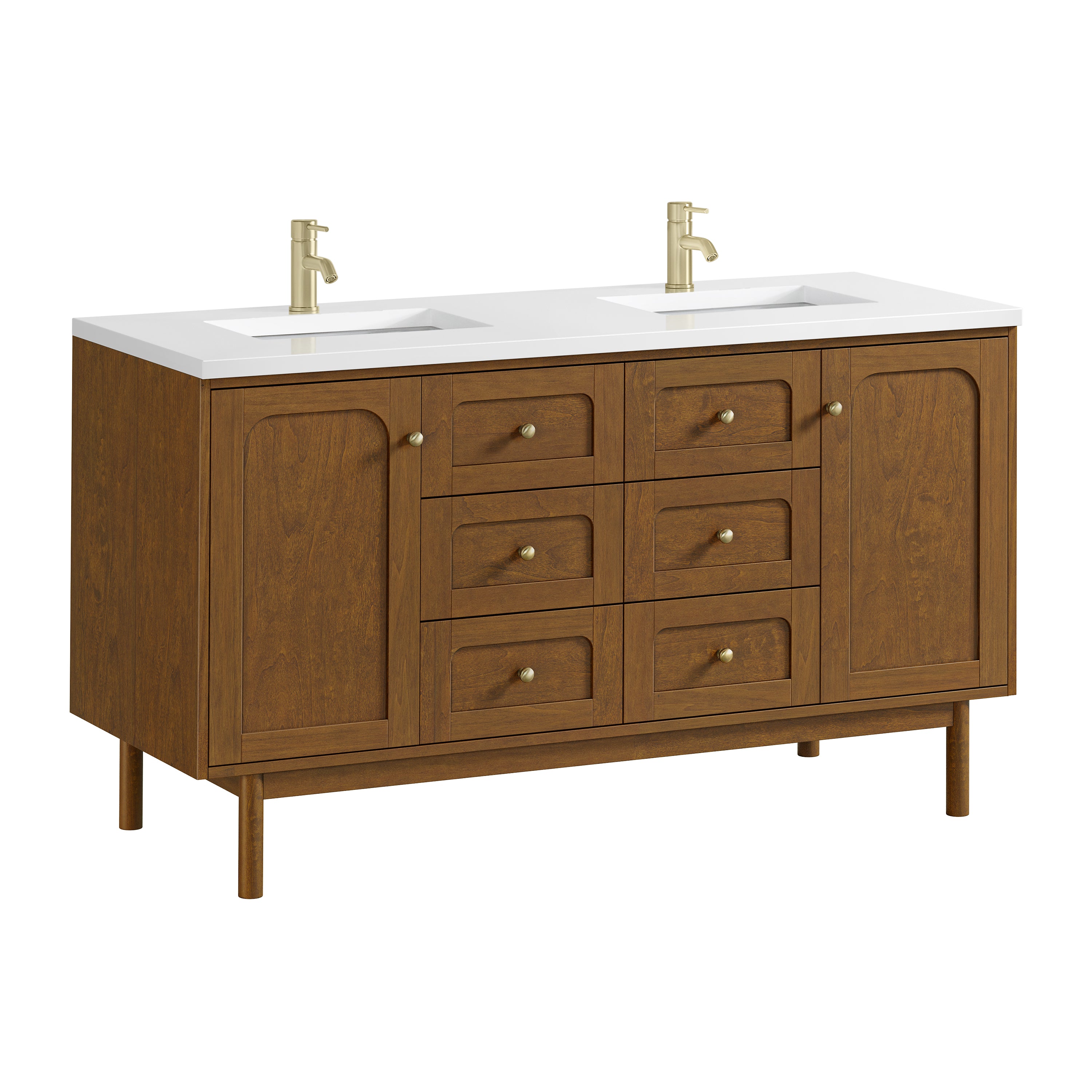 James Martin Laurent 60" Double Vanity in Honey Oak with 3cm Countertop
