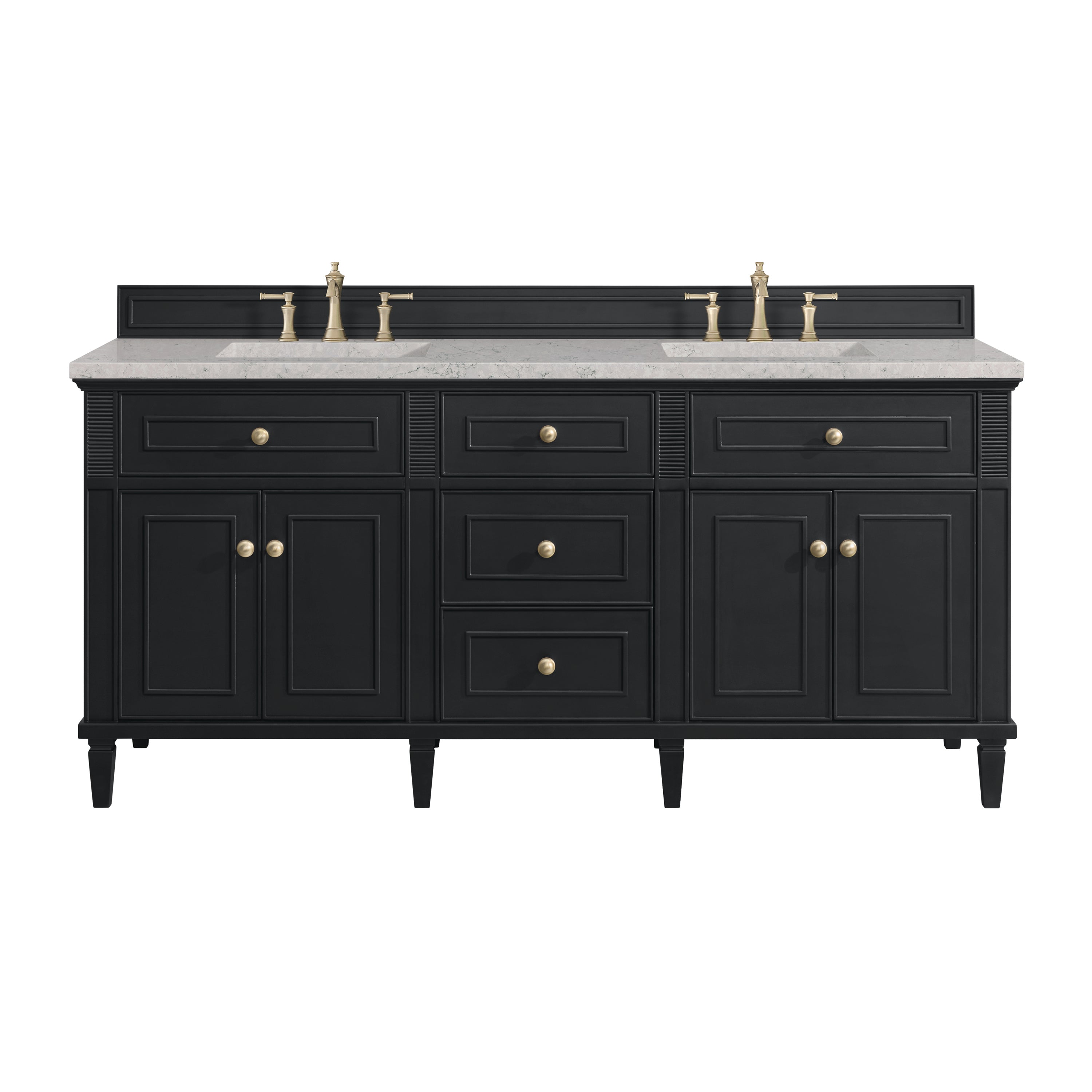 James Martin Lorelai 72" Double Vanity in Black Onyx with 3cm Countertop