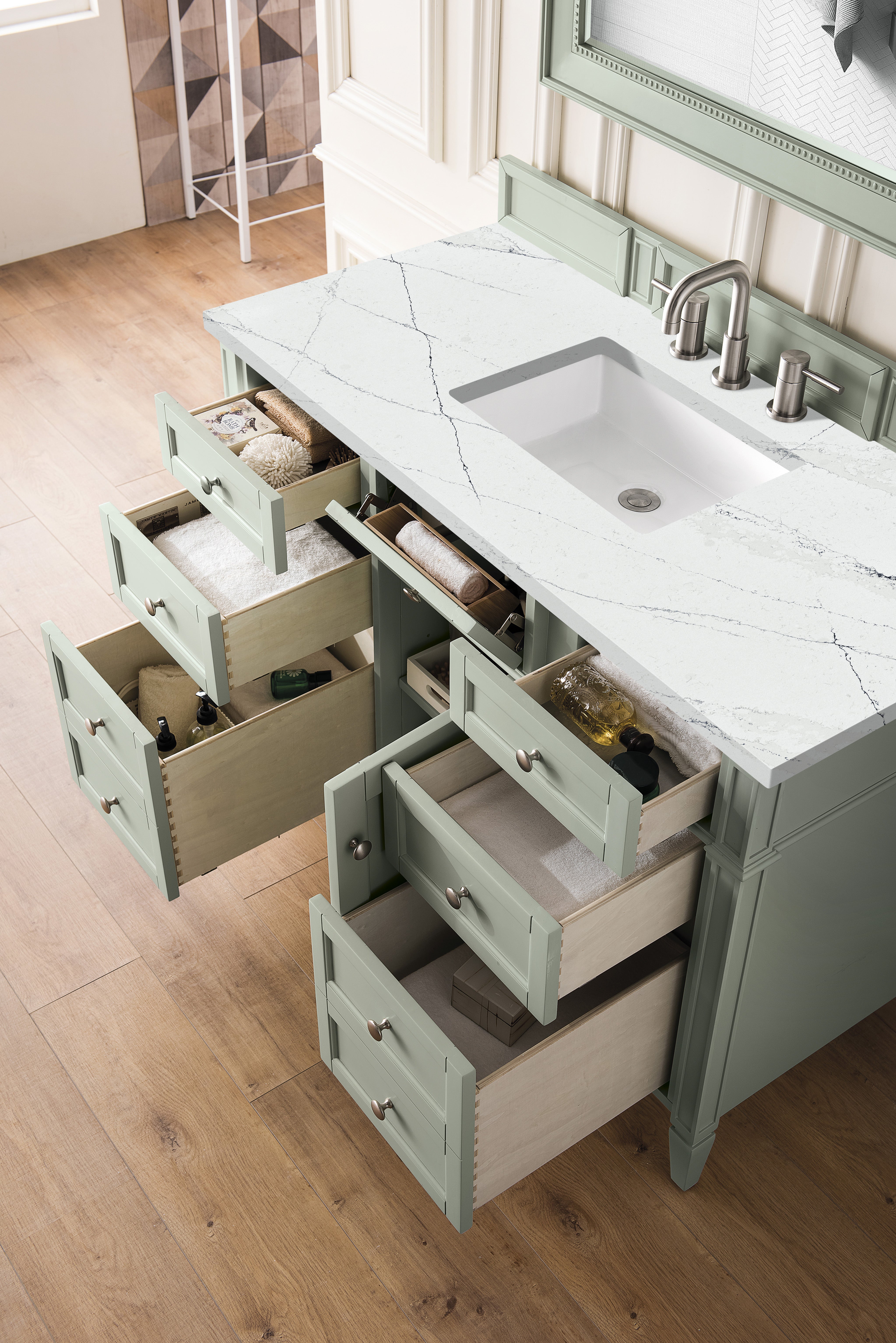 James Martin Brittany 48" Single Vanity in Sage Green with 3cm Countertop