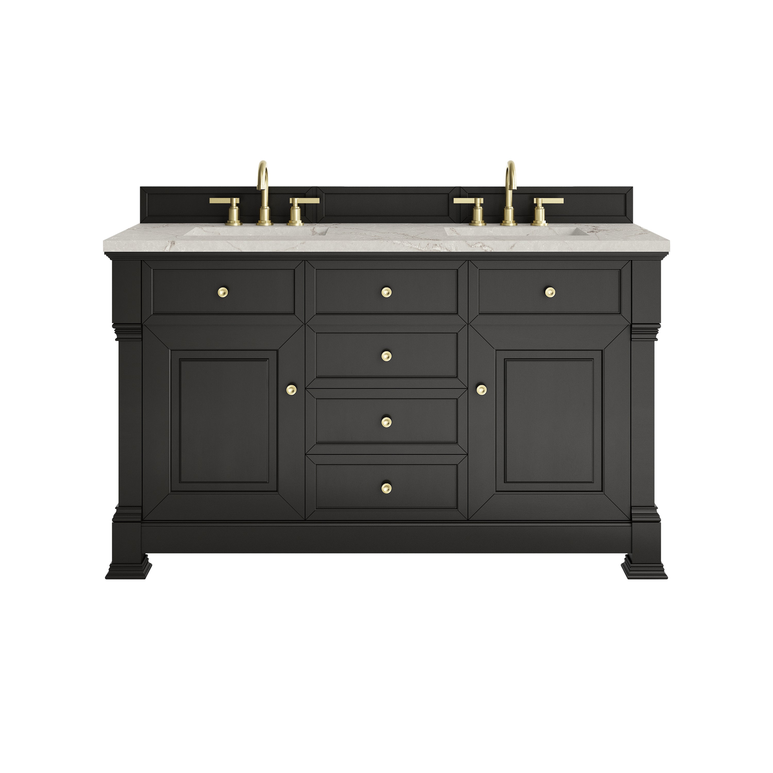 James Martin Brookfield 60" Double Vanity in Black Onyx with 3cm Countertop