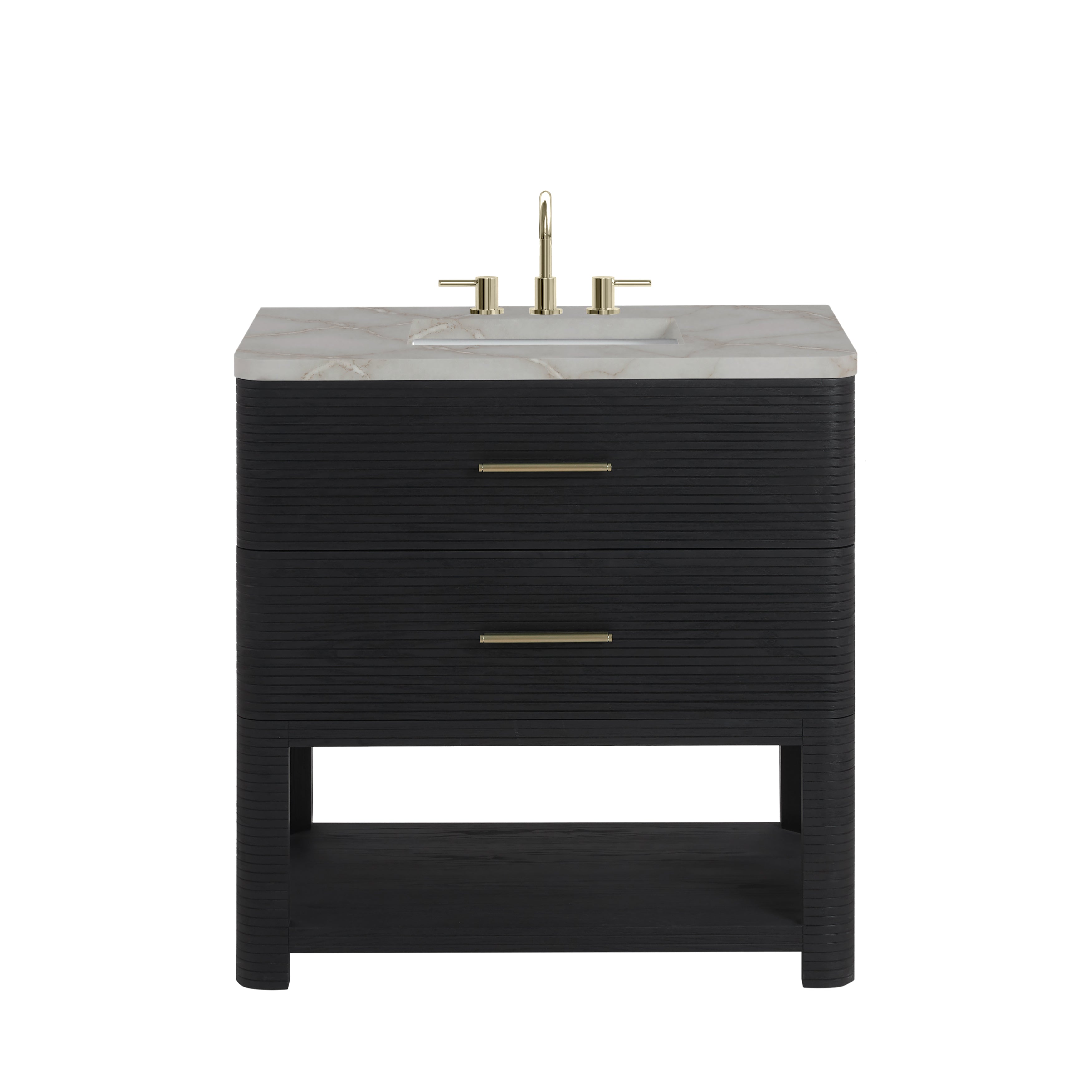 James Martin Lucian 36" Single Vanity in Carbon Oak with 3cm Countertop