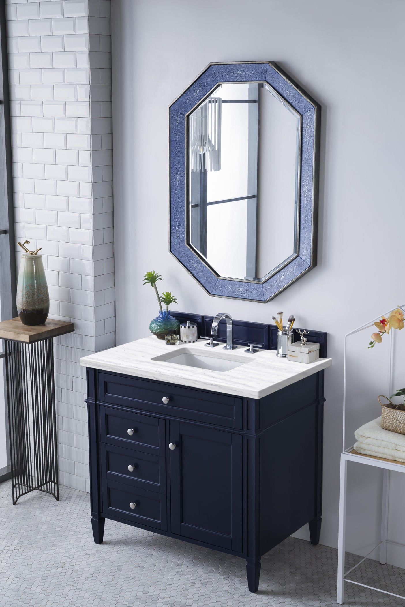 James Martin Brittany 36" Single Vanity in Victory Bleu with 3cm Countertop