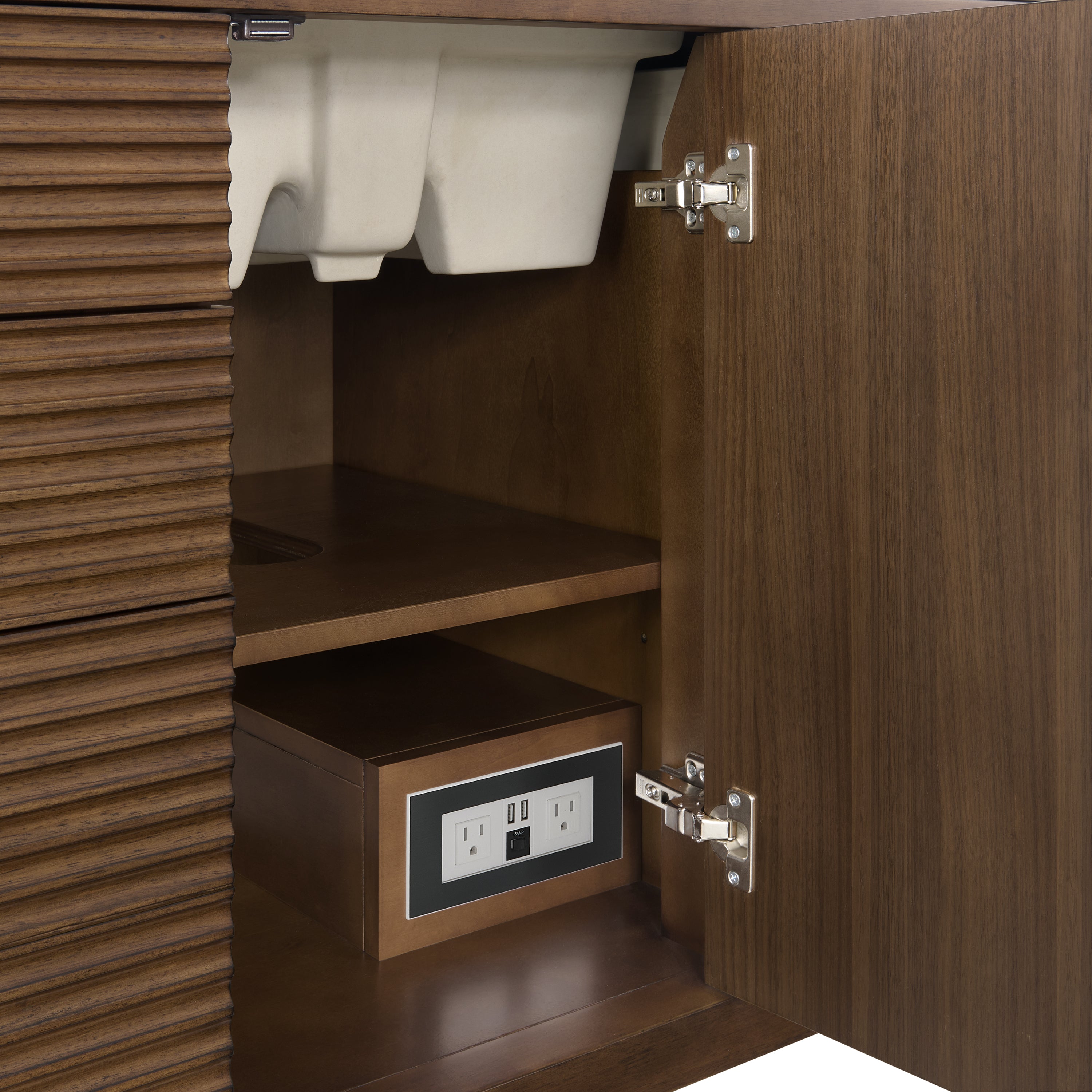 James Martin Myrrin 48" Single Vanity in Mid Century Walnut with 3cm Countertop