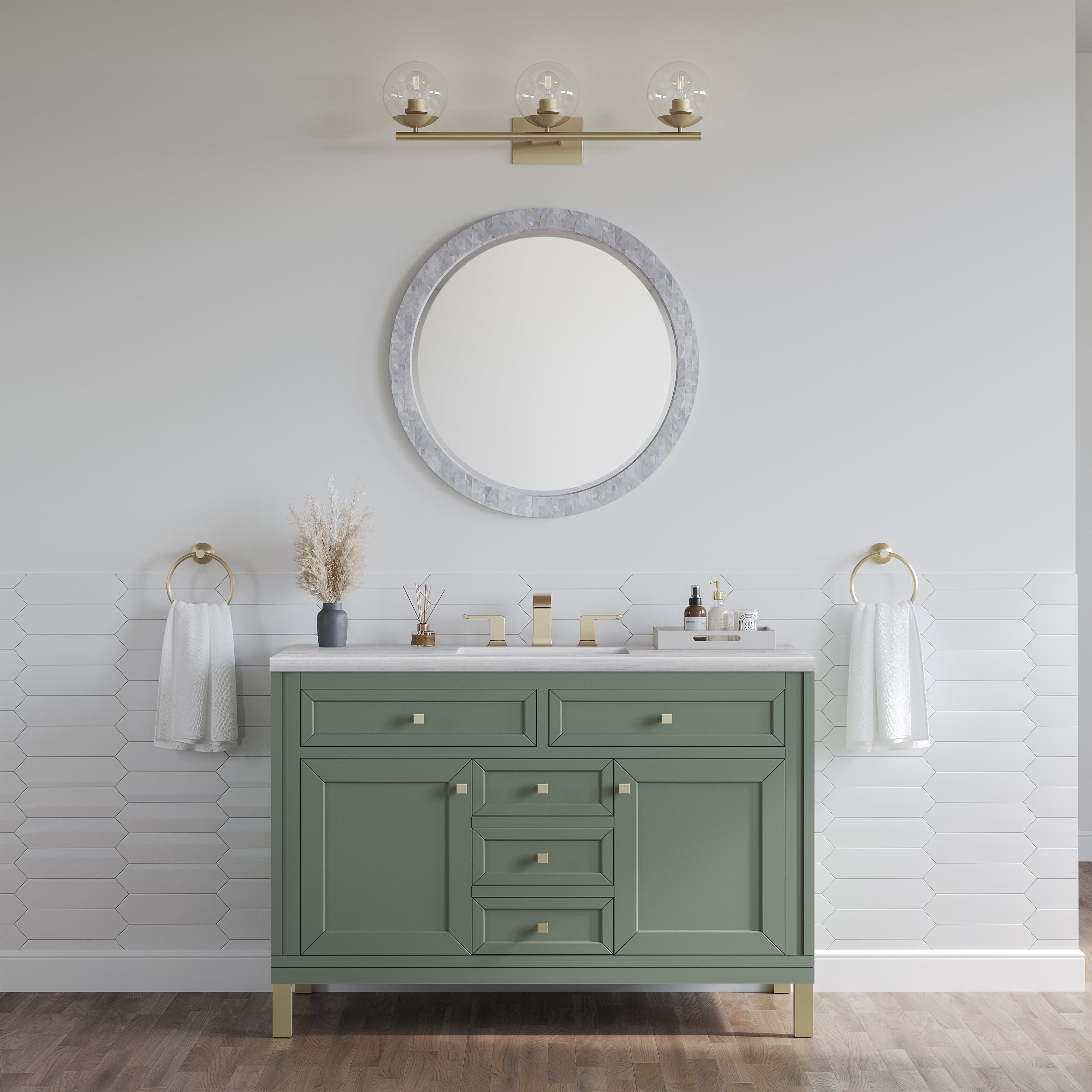 James Martin Chicago 48" Single Vanity in Smokey Celadon with 3cm Countertop