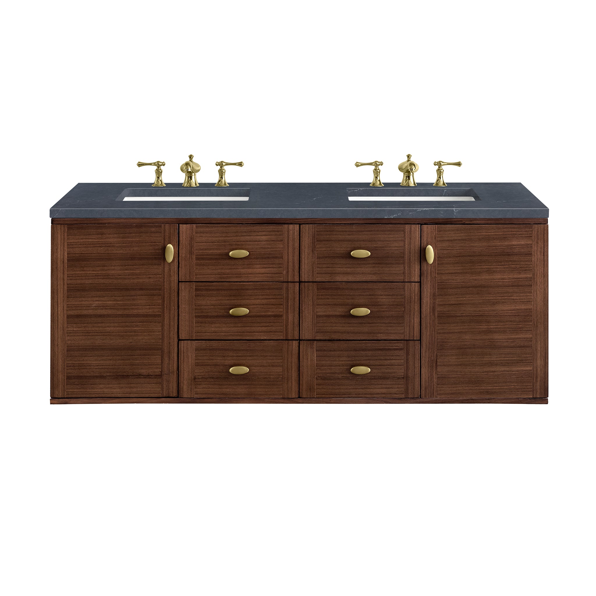 James Martin Amberly 60" Double Vanity in Mid-Century Walnut with 3cm Countertop