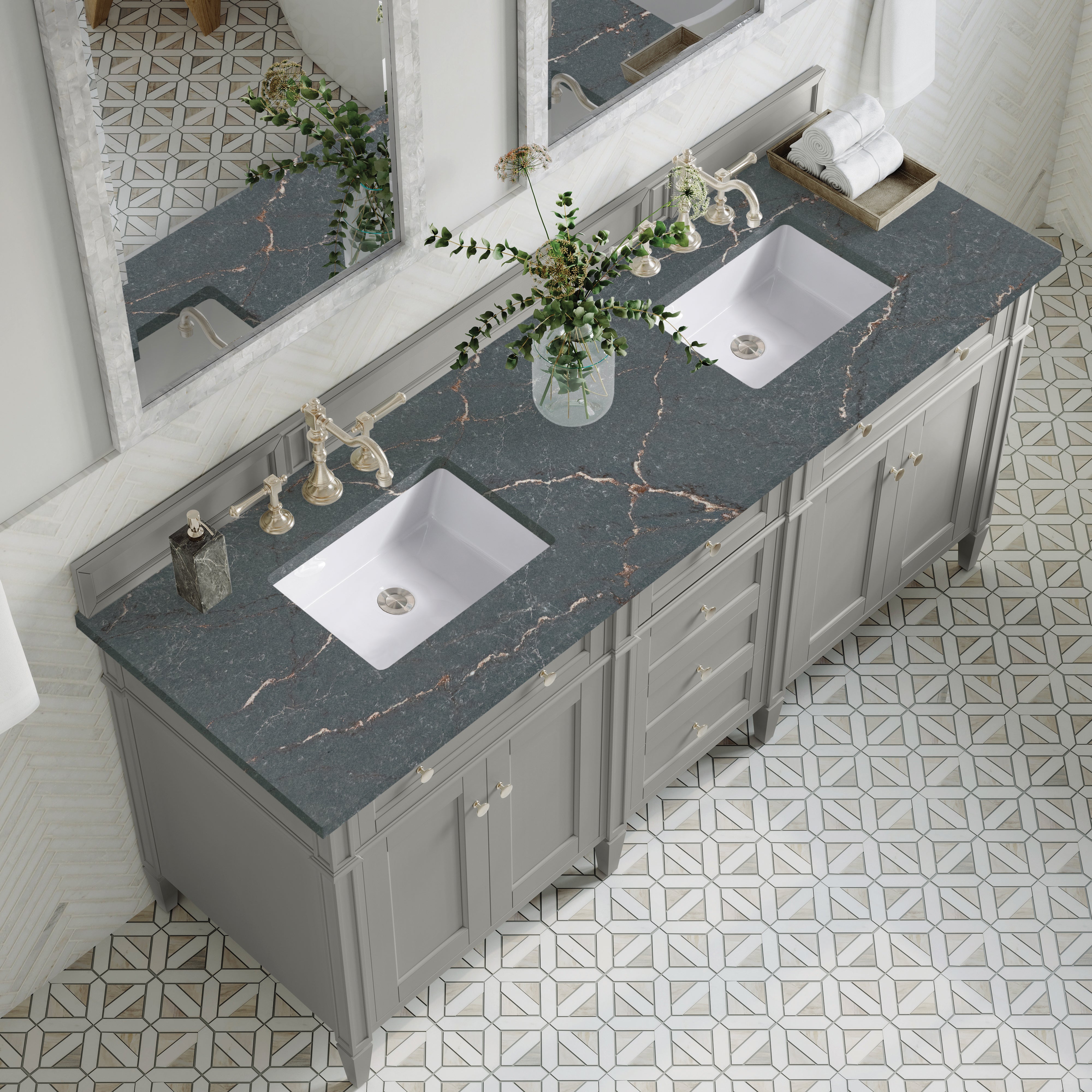 James Martin Brittany 72" Double Vanity in Urban Gray with 3cm Countertop