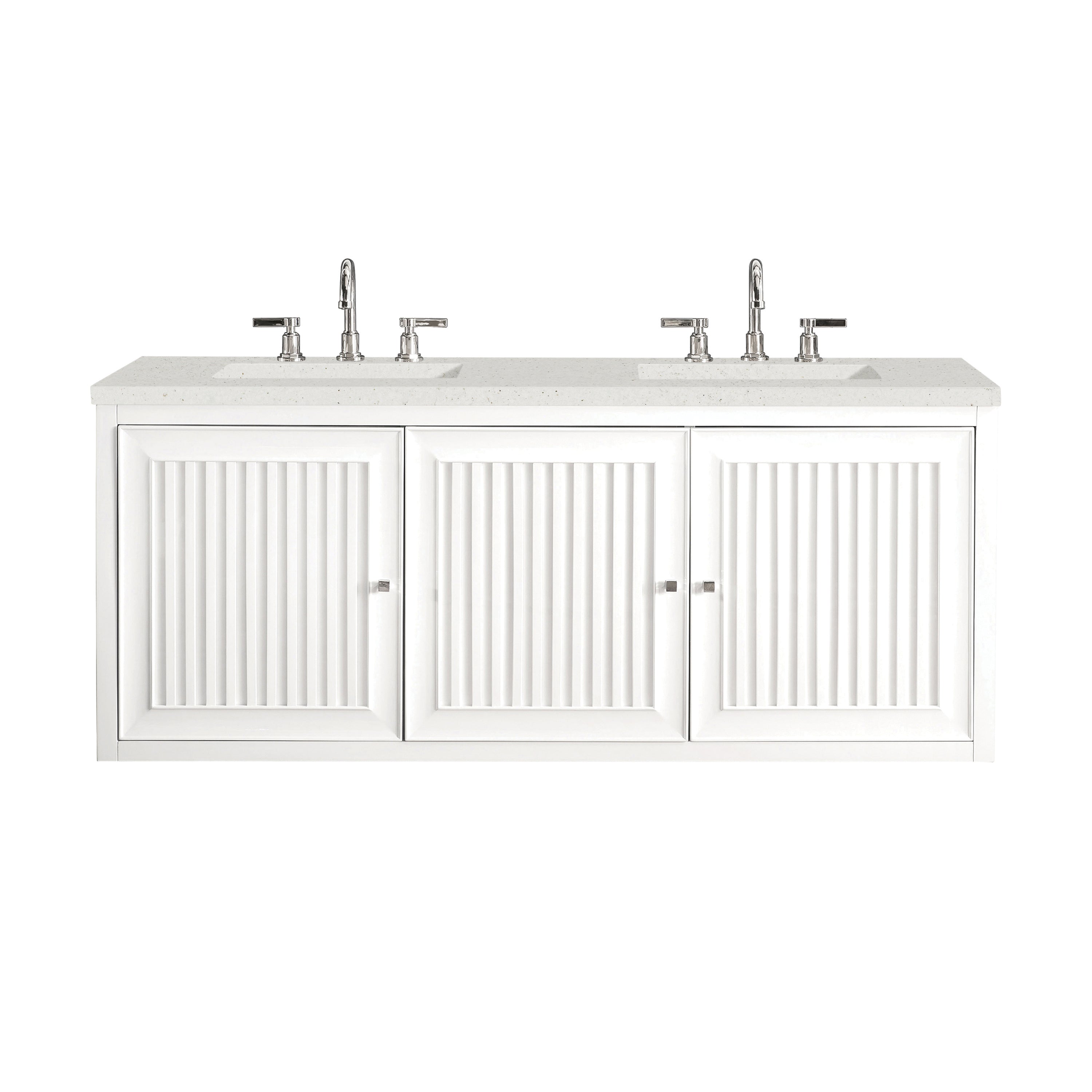 James Martin Athens 60" Double Vanity in Glossy White with 3cm Countertop