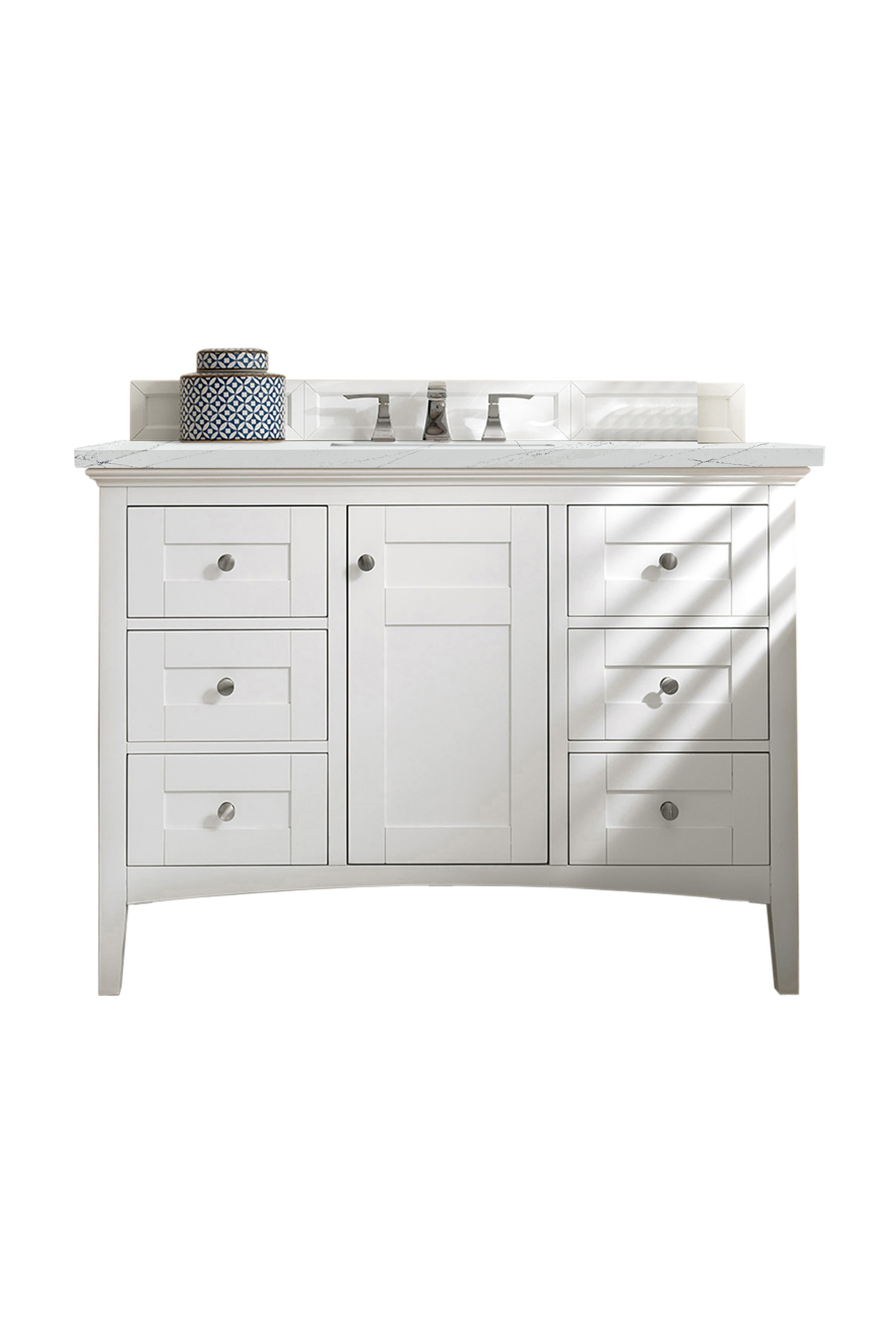 James Martin Palisades 48" Single Vanity in Bright White with 3cm Countertop