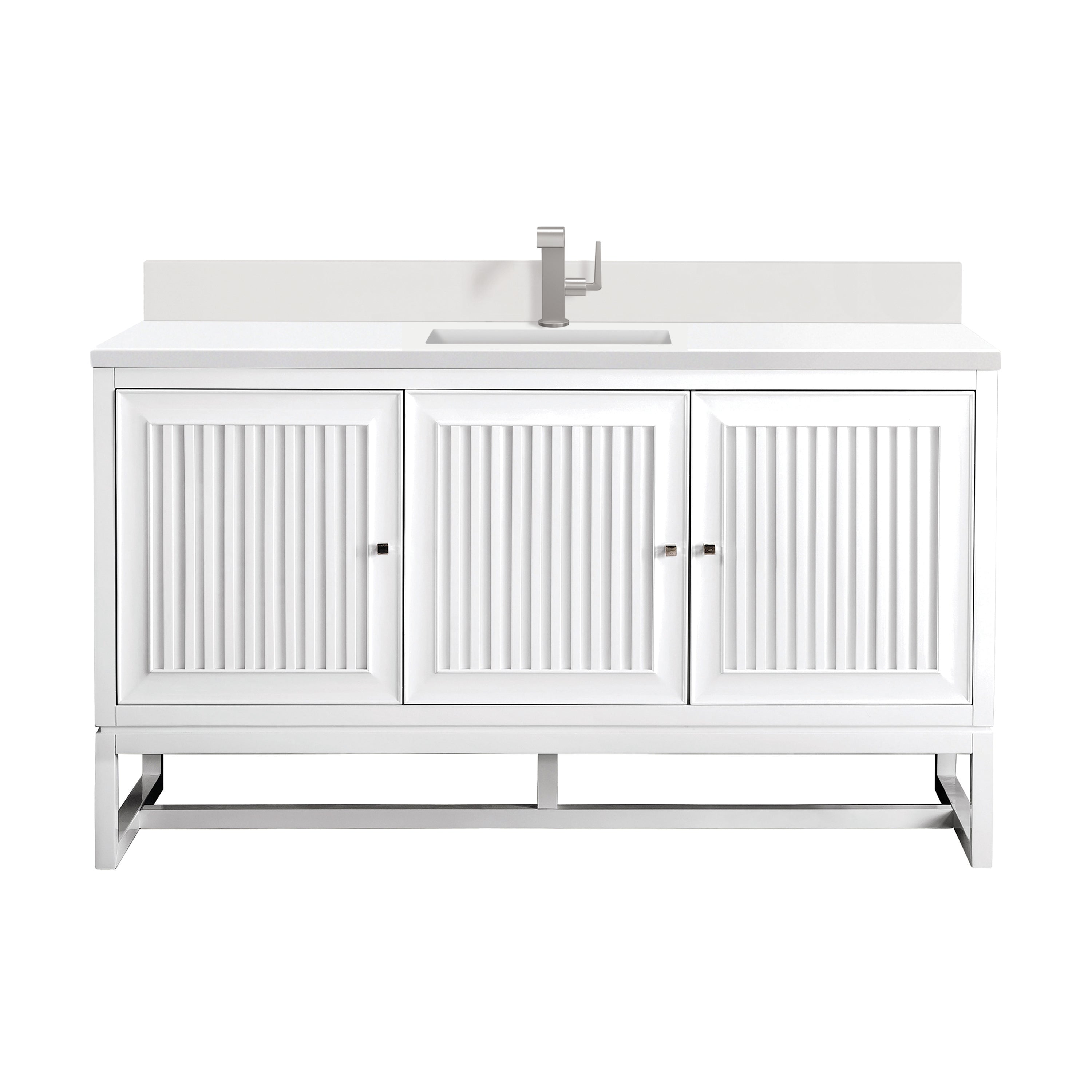 James Martin Athens 60" Single Vanity in Glossy White with 3cm Countertop
