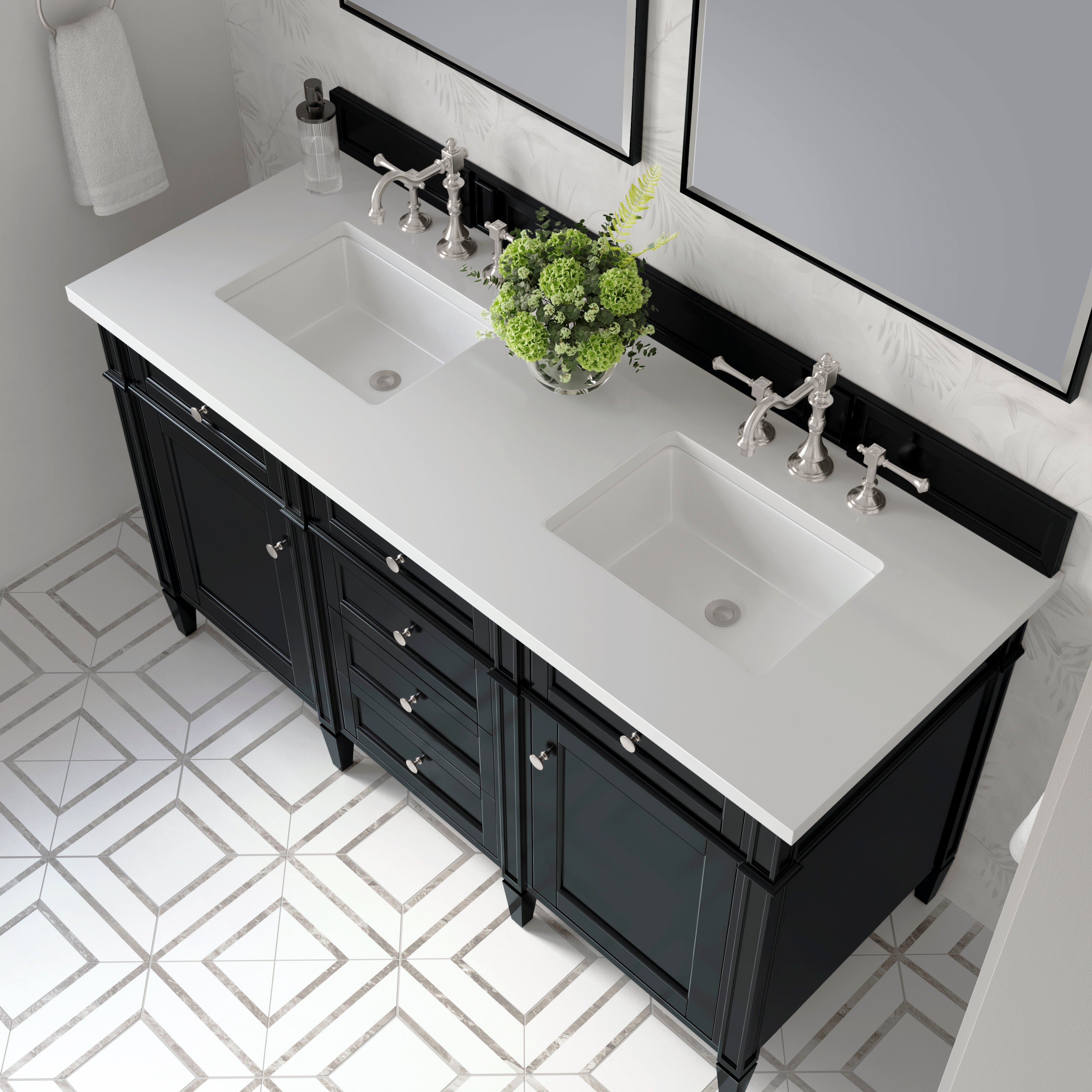 James Martin Brittany 60" Double Vanity in Black Onyx with 3cm Countertop