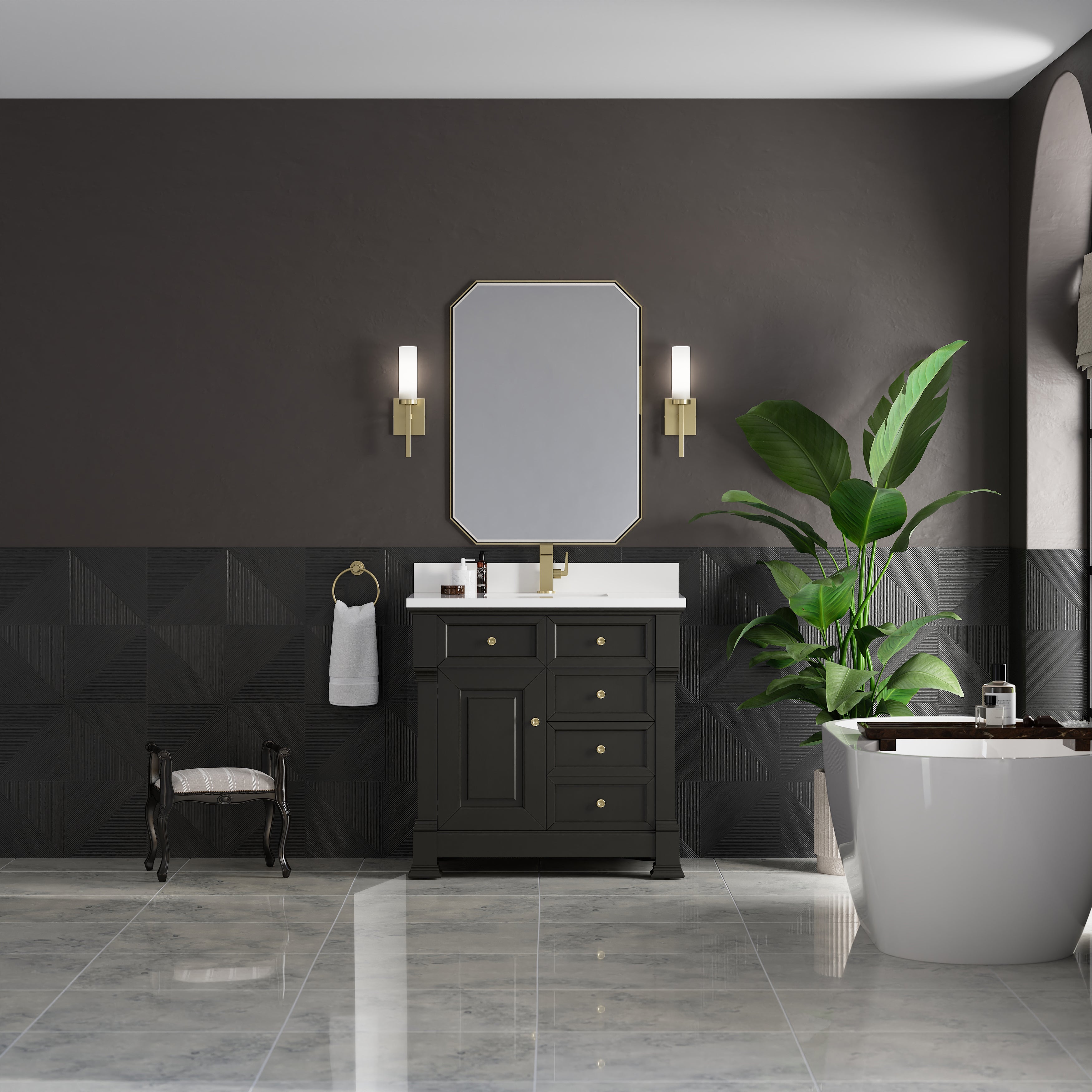 James Martin Brookfield 36" Single Vanity in Black Onyx with 3cm Countertop