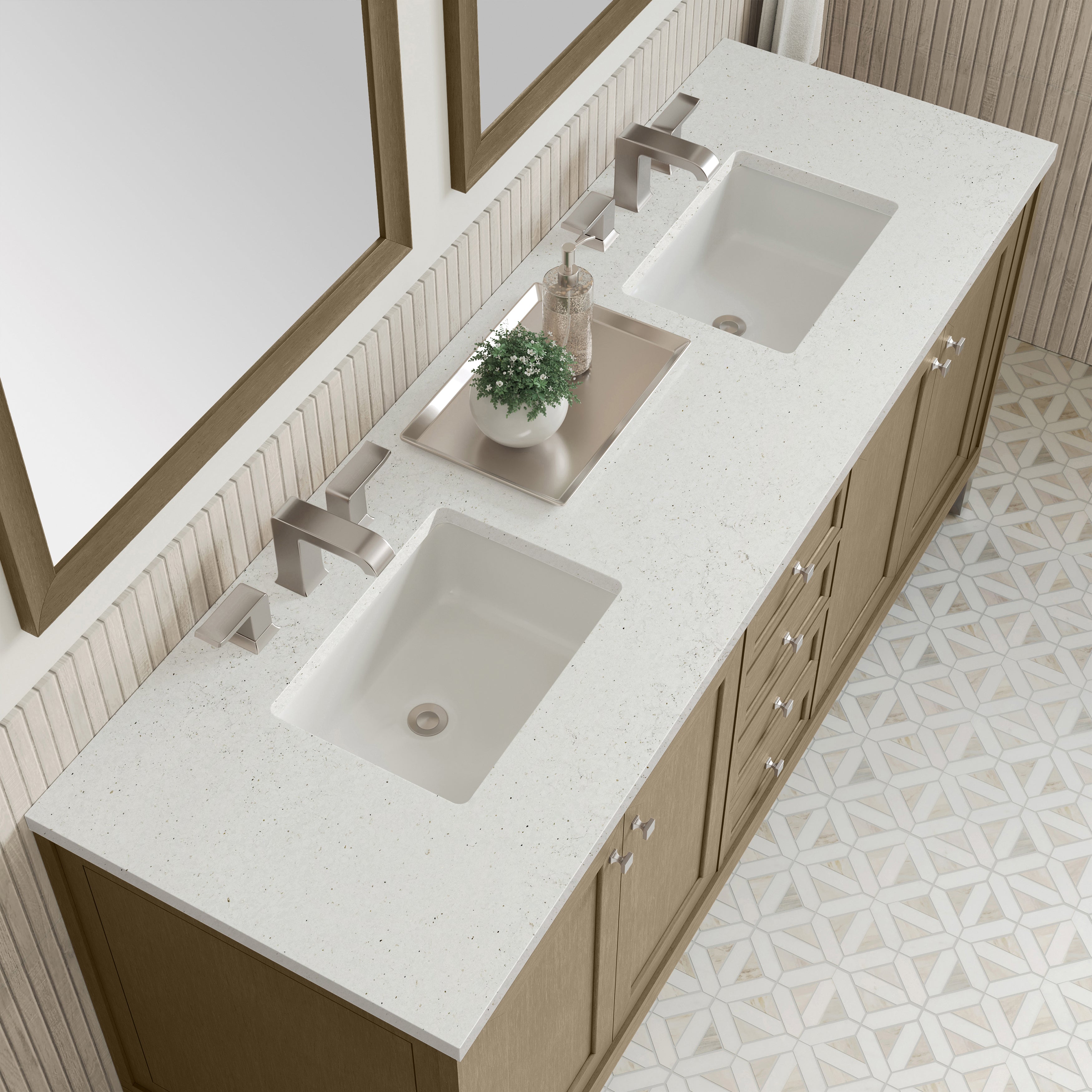 James Martin Chicago 72" Double Vanity in Walnut Whisper with 3cm Countertop