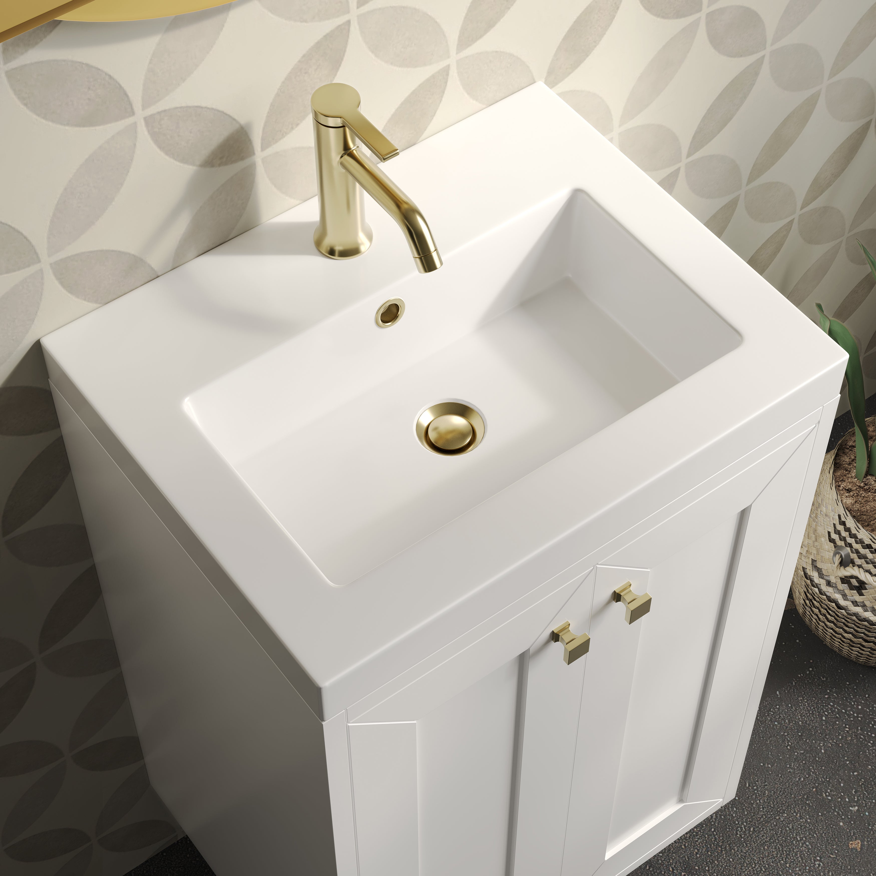 James Martin Chianti 20" Single Vanity in Glossy White with White Glossy Composite Stone Top