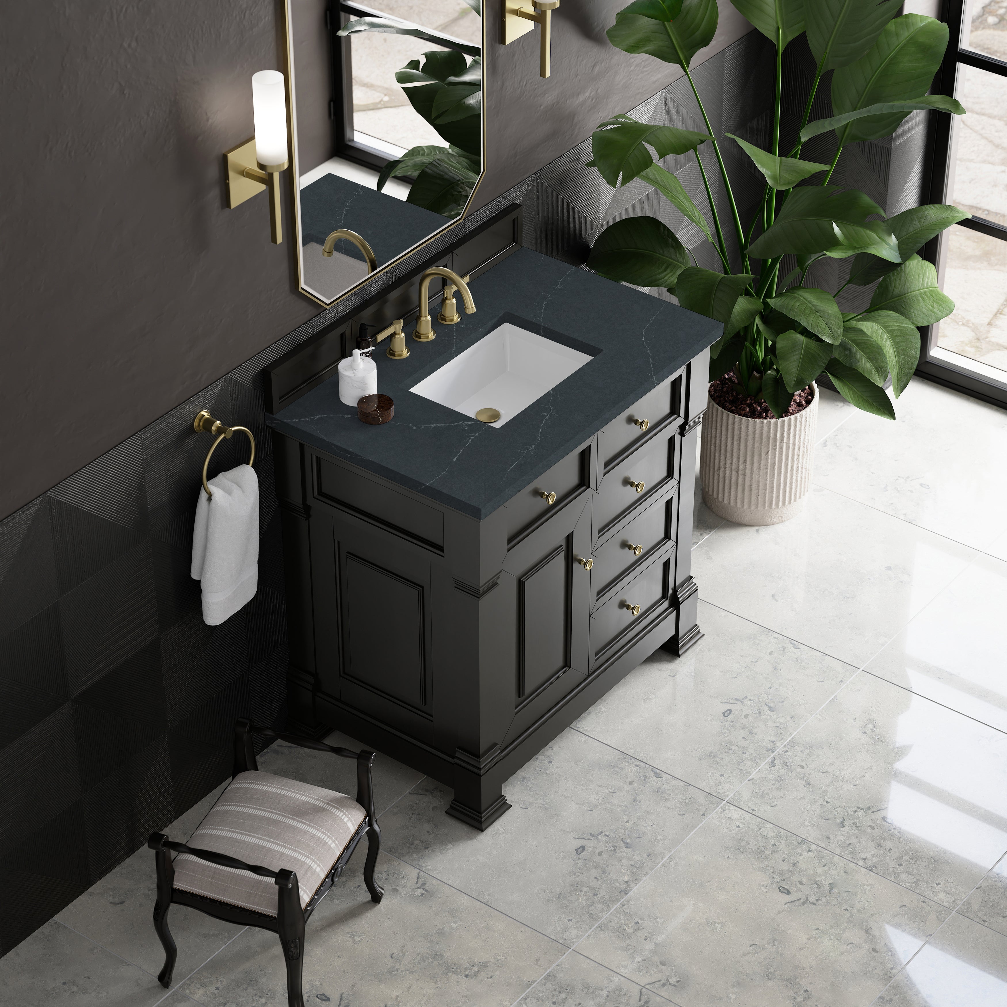 James Martin Brookfield 36" Single Vanity in Black Onyx with 3cm Countertop