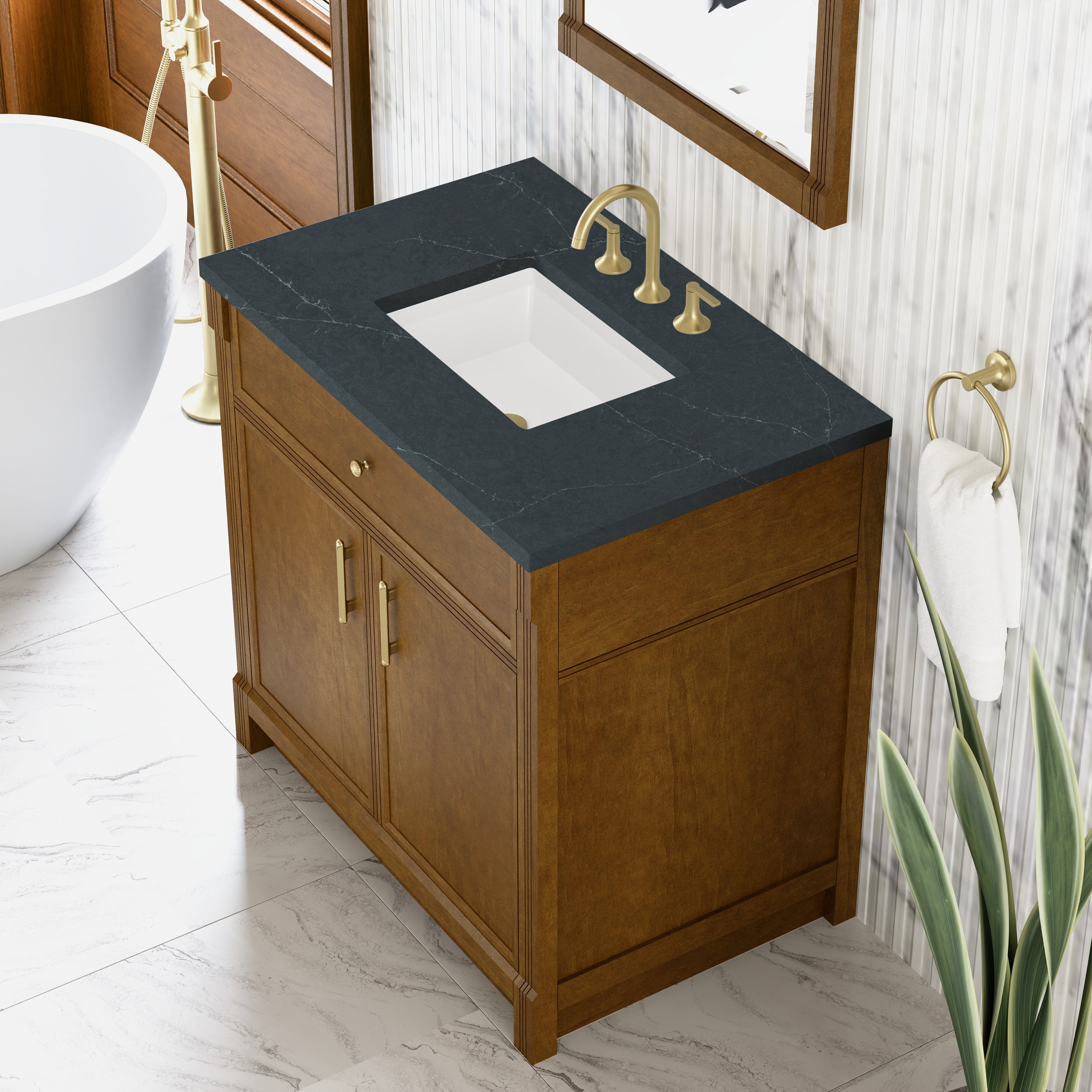 James Martin Bellshire 36" Single Vanity in Honey Oak with 3cm Countertop