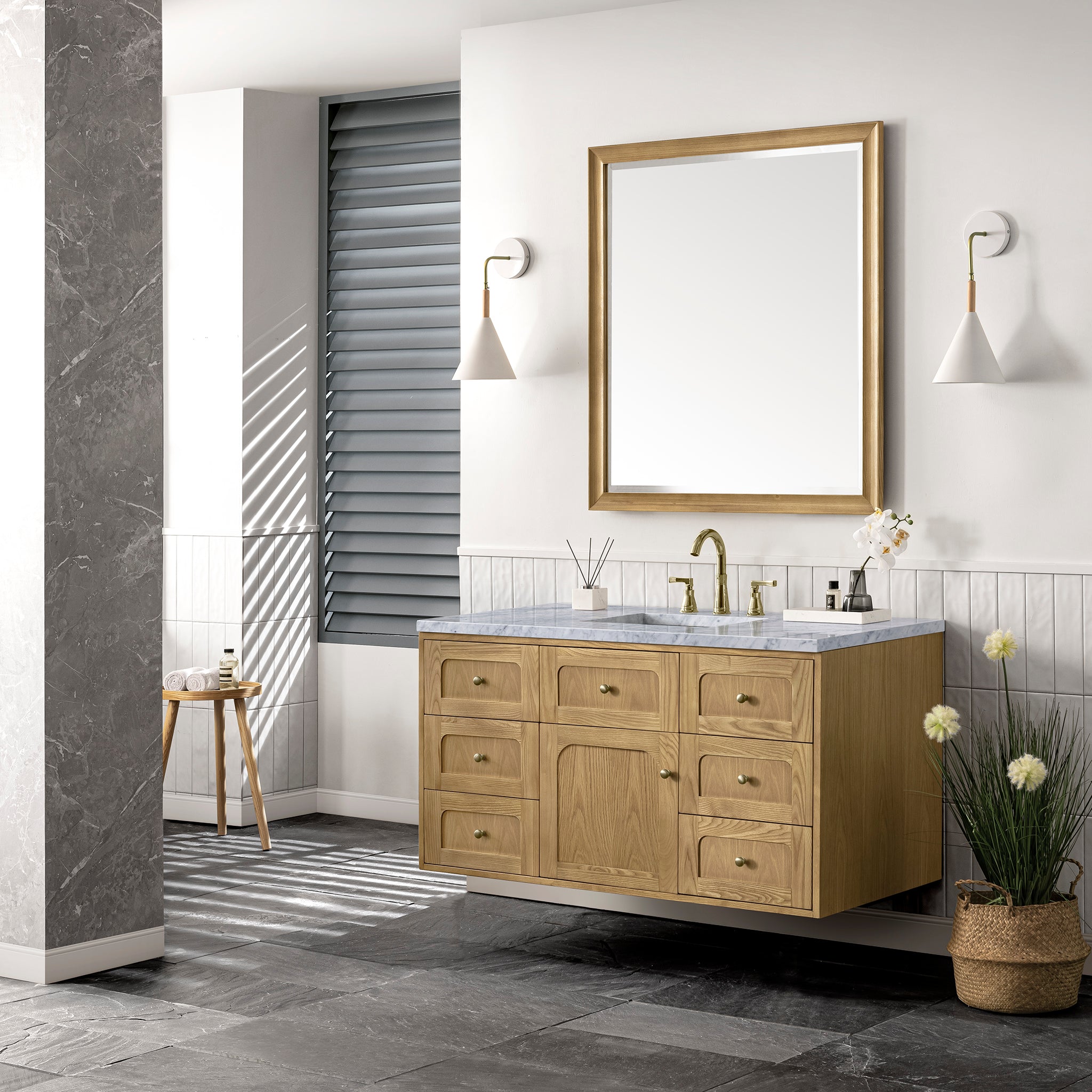 James Martin Laurent 48" Single Vanity in Light Natural Oak with 3cm Countertop