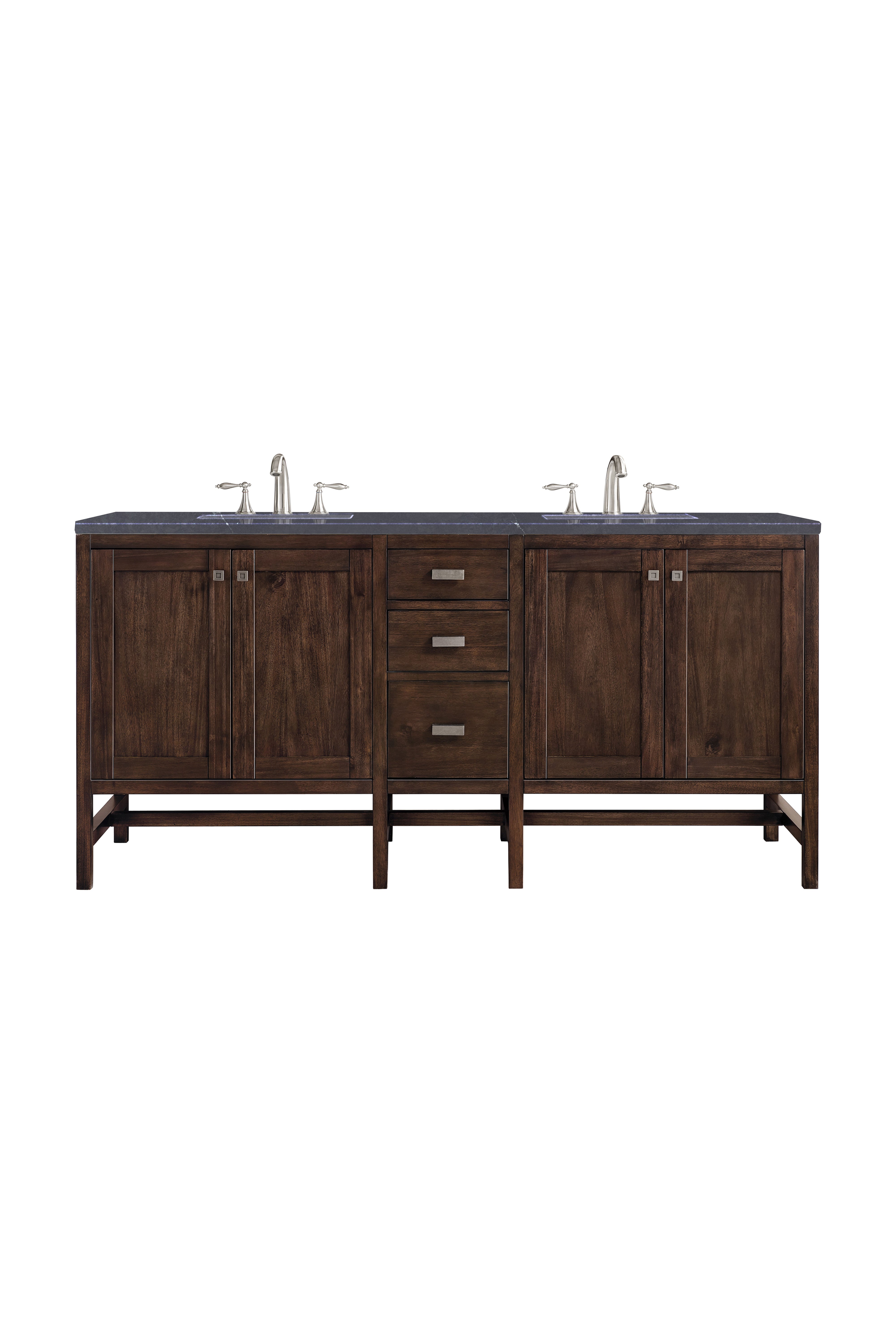 James Martin Addison 72" Double Vanity in Mid-Century Acacia with 3cm Countertop