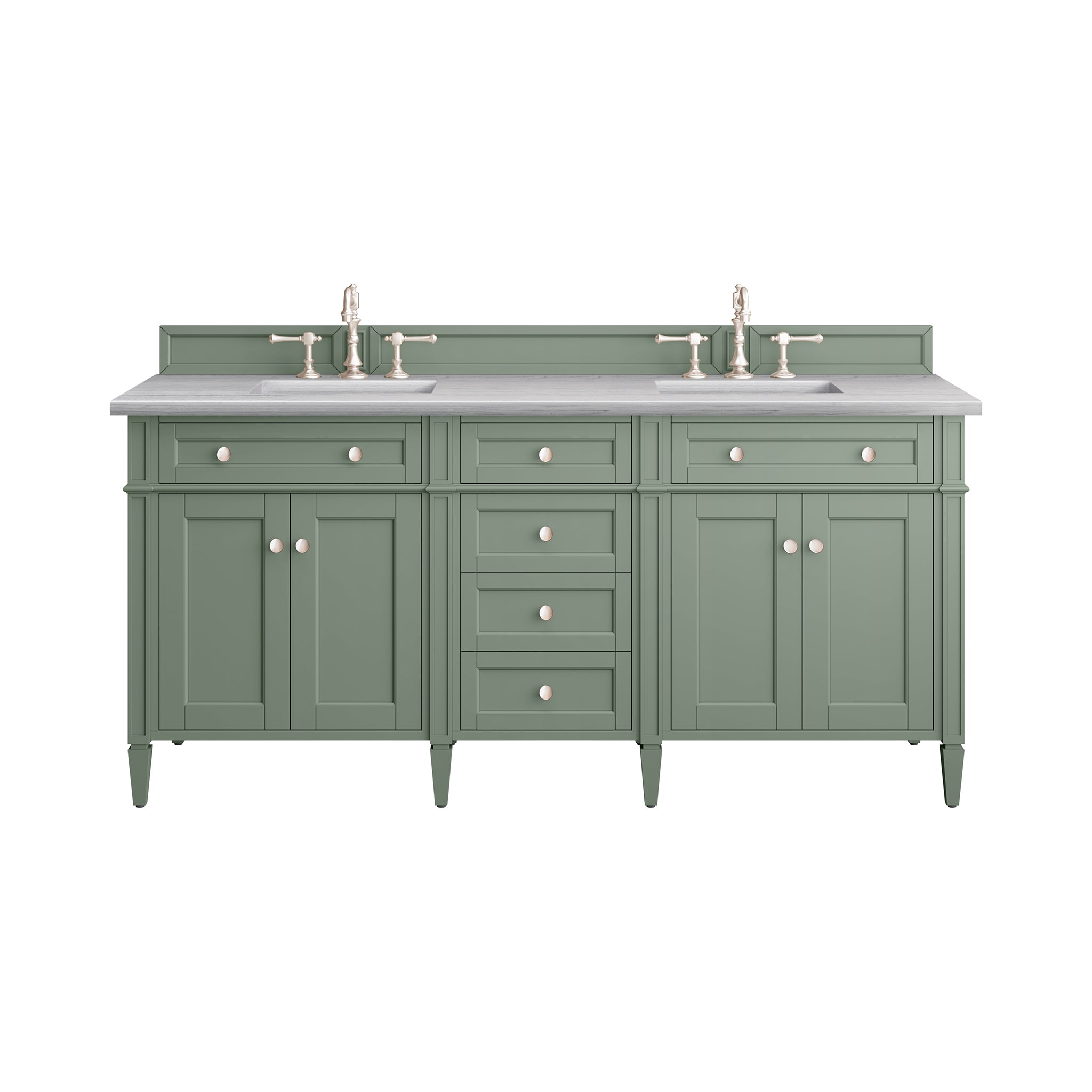 James Martin Brittany 72" Double Vanity in Smokey Celadon with 3cm Countertop