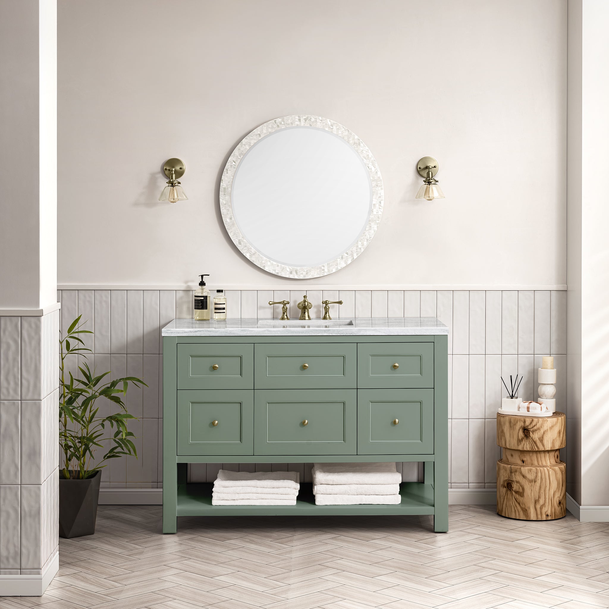 James Martin Breckenridge 48" Single Vanity in Smokey Celadon with 3cm Countertop