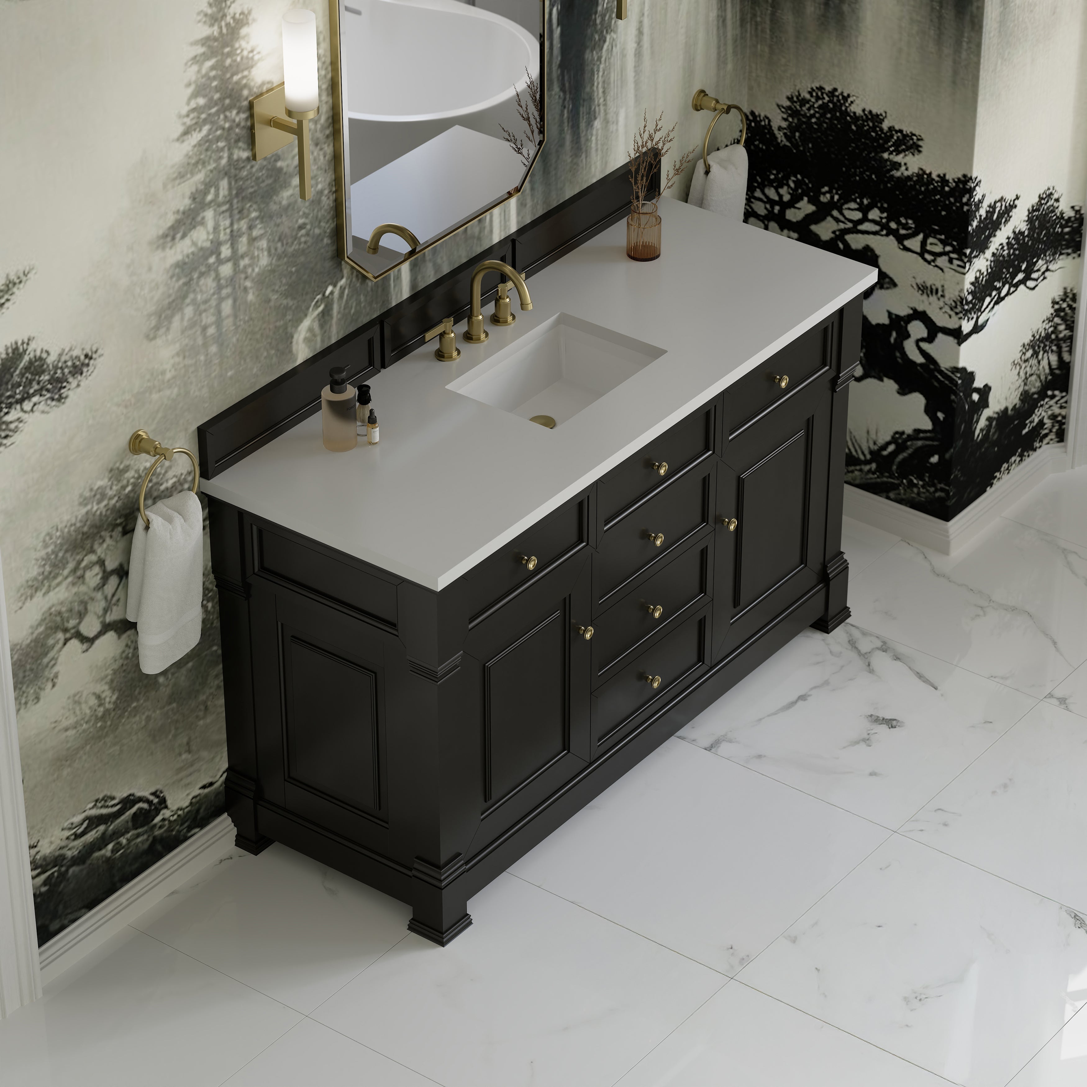 James Martin Brookfield 60" Single Vanity in Black Onyx with 3cm Countertop