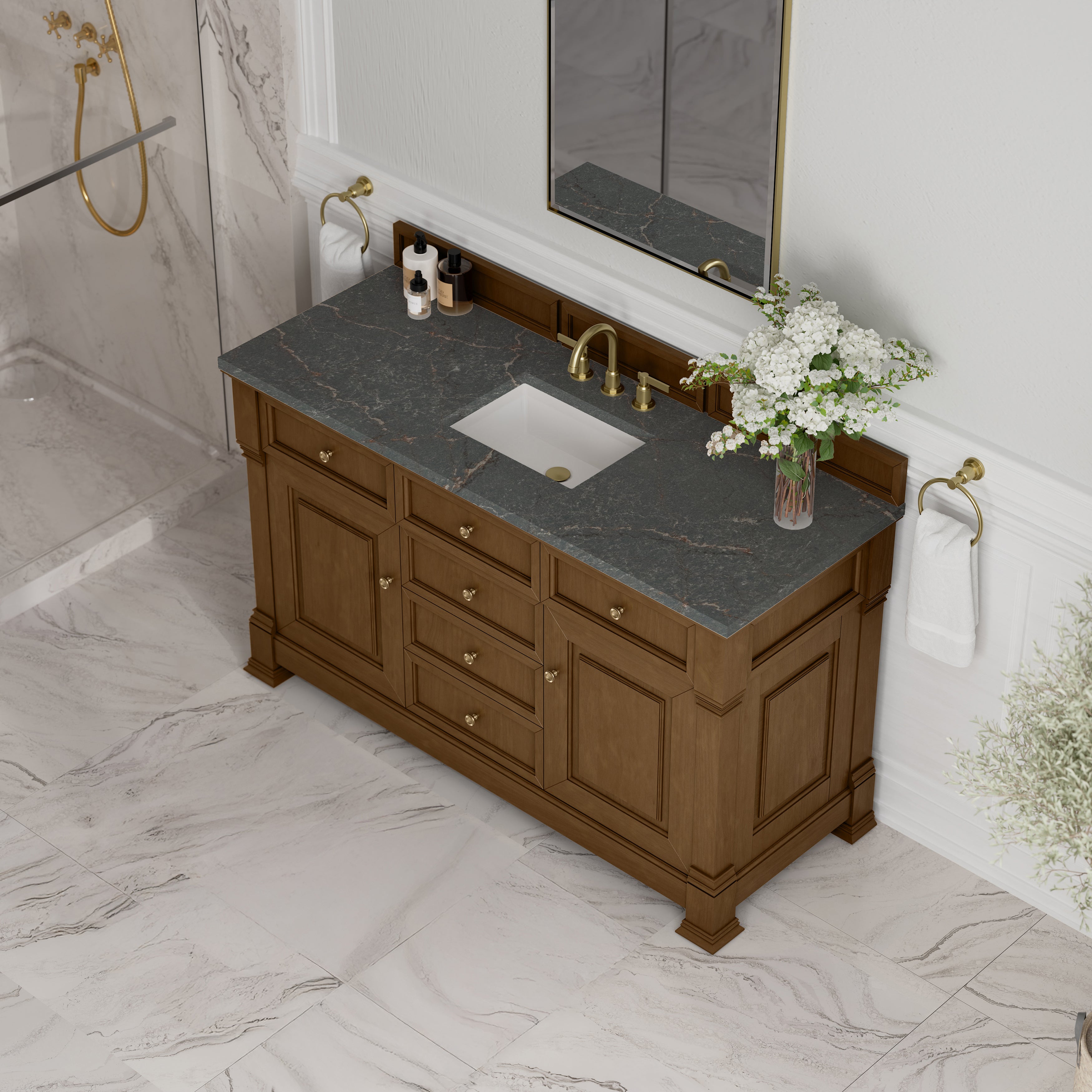 James Martin Brookfield 60" Single Vanity in Honey Oak with 3cm Countertop