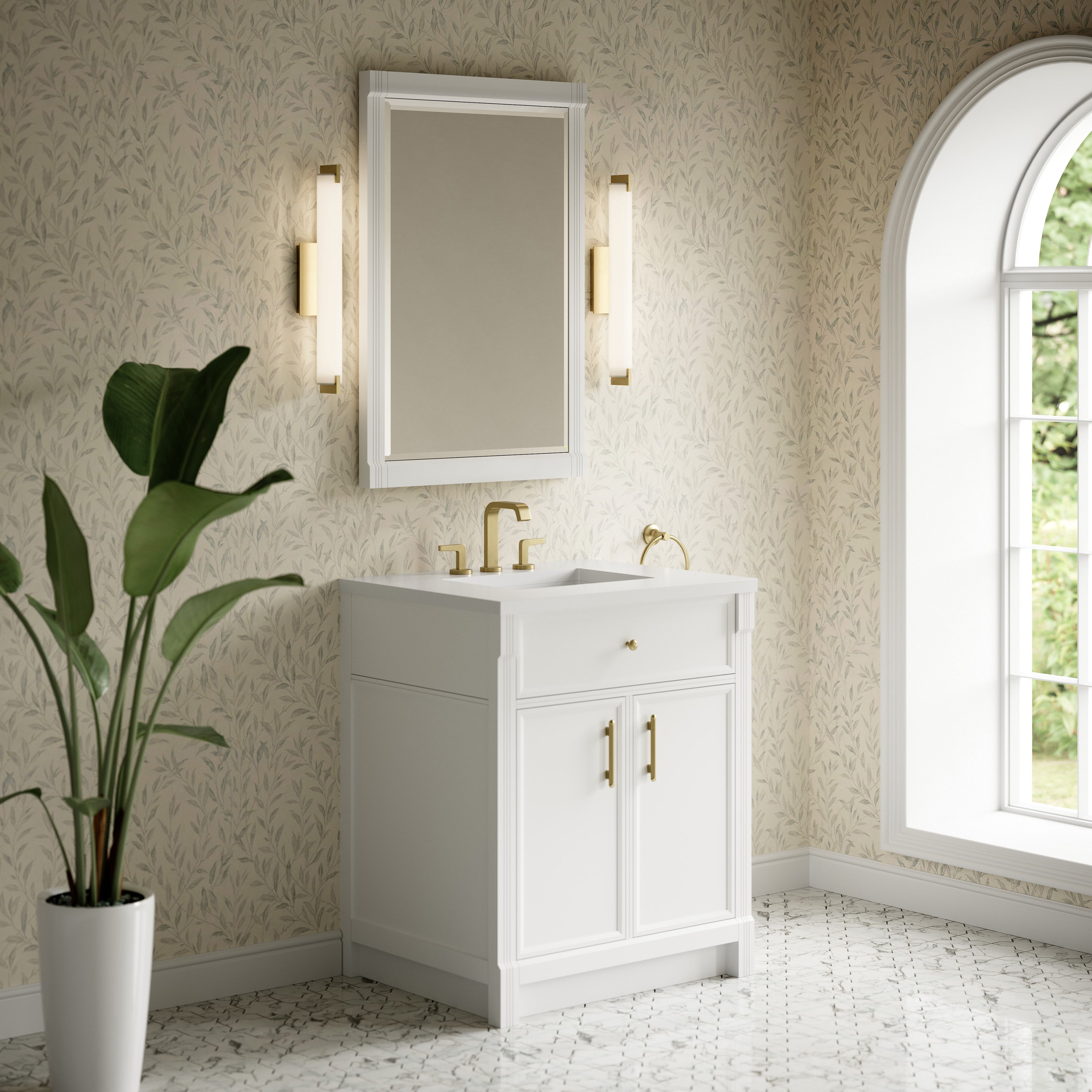 James Martin Bellshire 30" Single Vanity in Bright White with 3cm Countertop