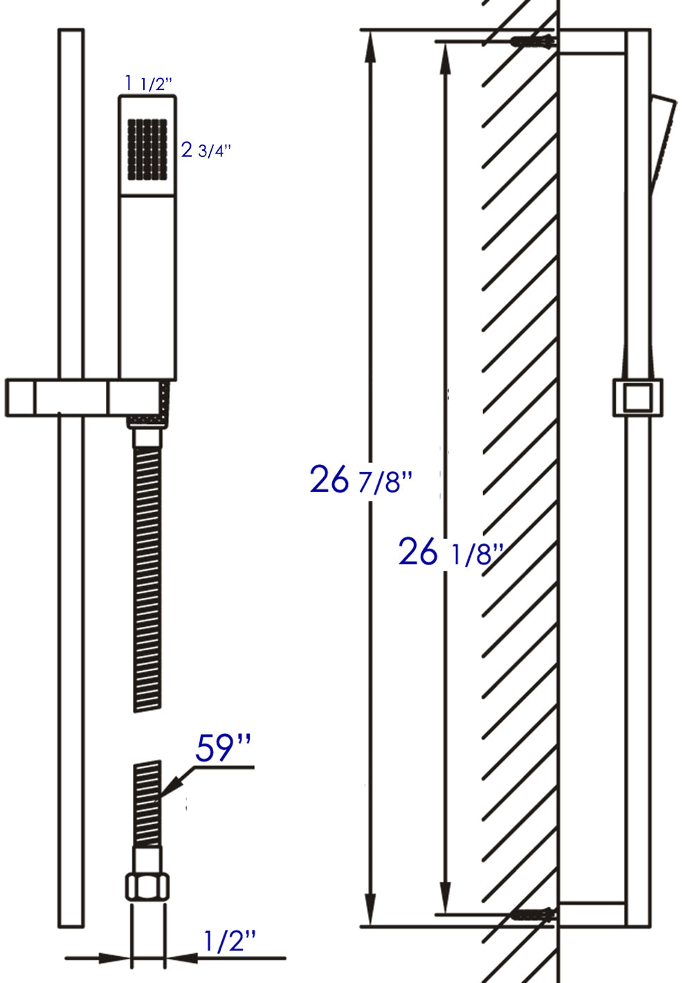 ALFI brand AB7606 Square Sliding Rail Hand Shower Set