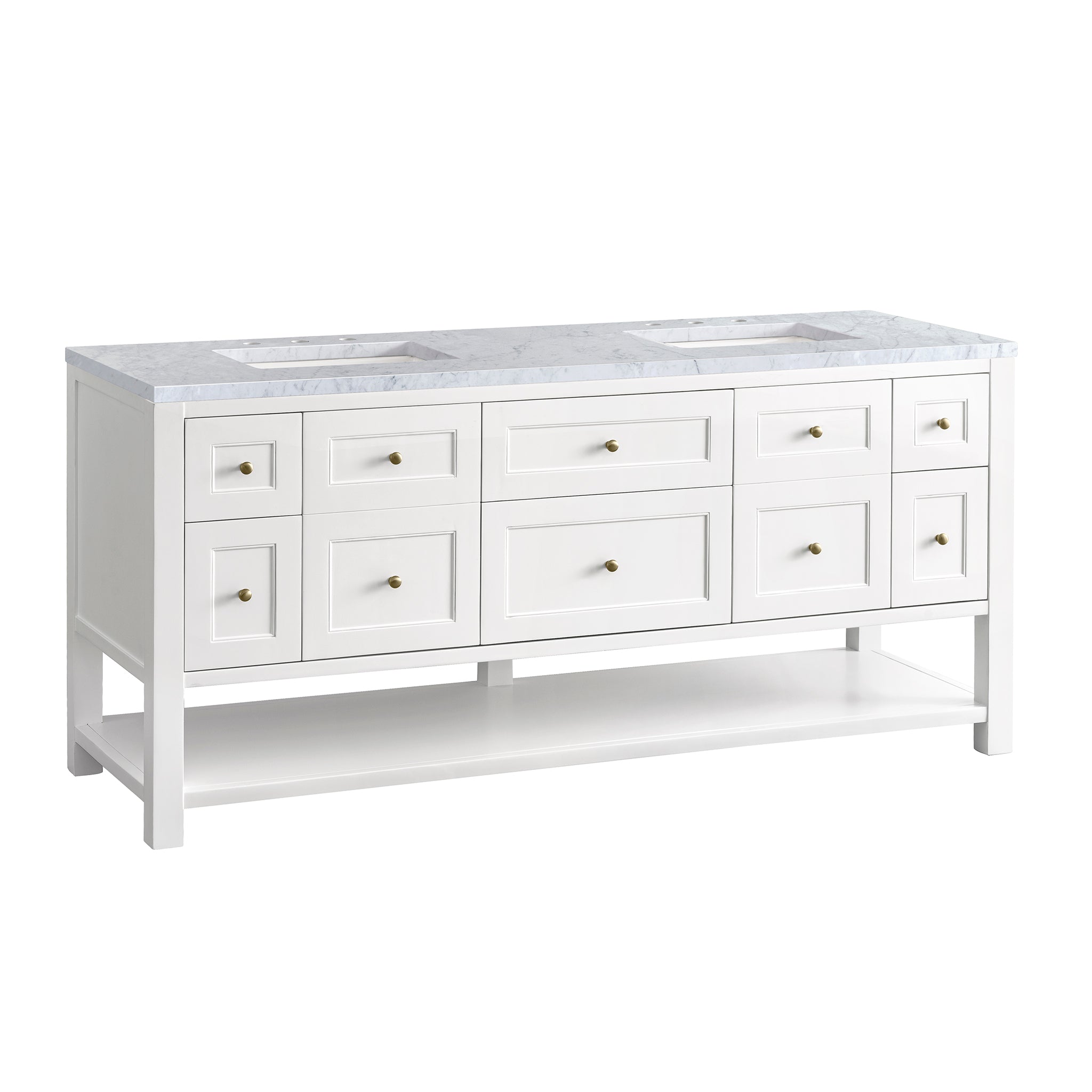 James Martin Breckenridge 72" Double Vanity in Bright White with 3cm Countertop