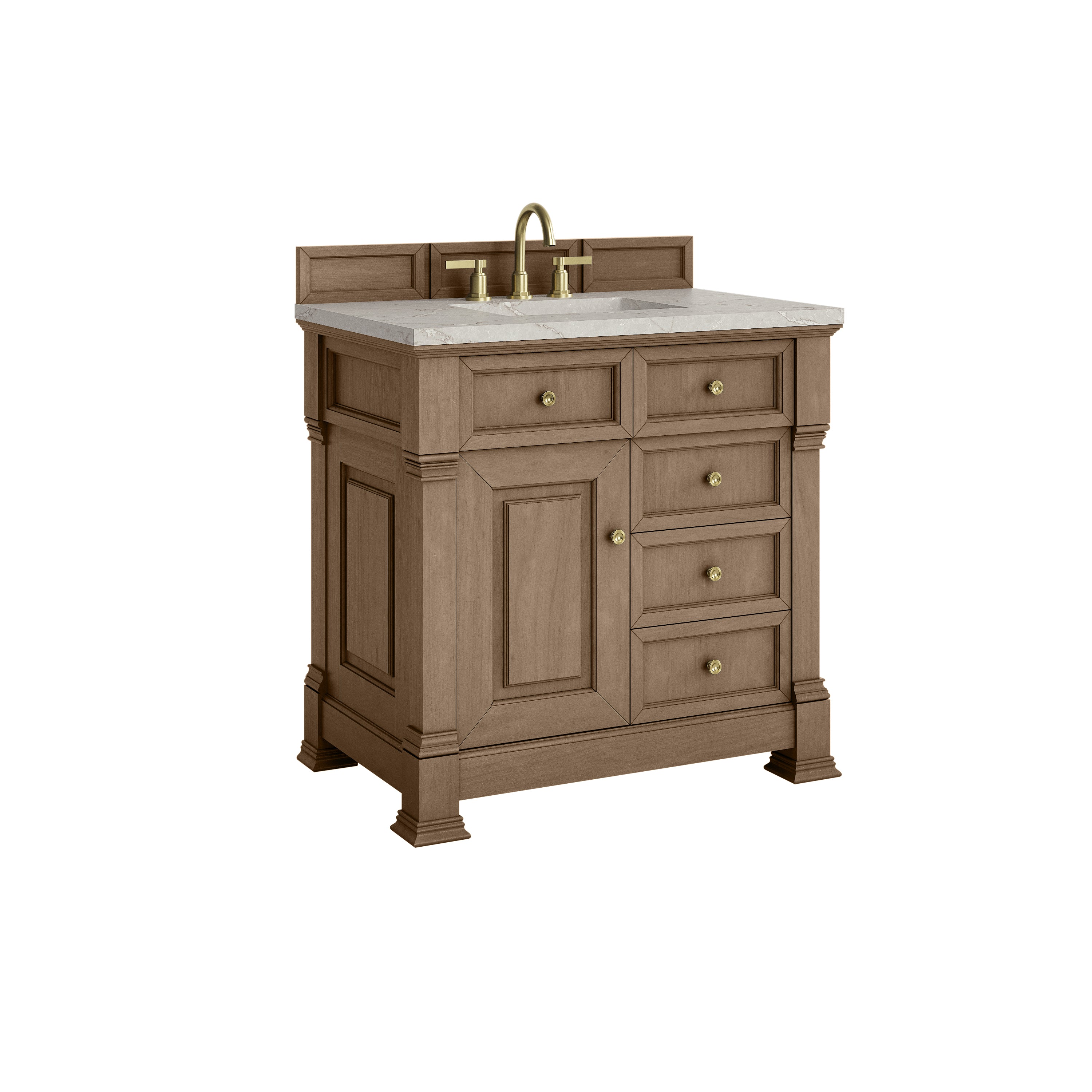 James Martin Brookfield 36" Single Vanity in Pecan with 3cm Countertop