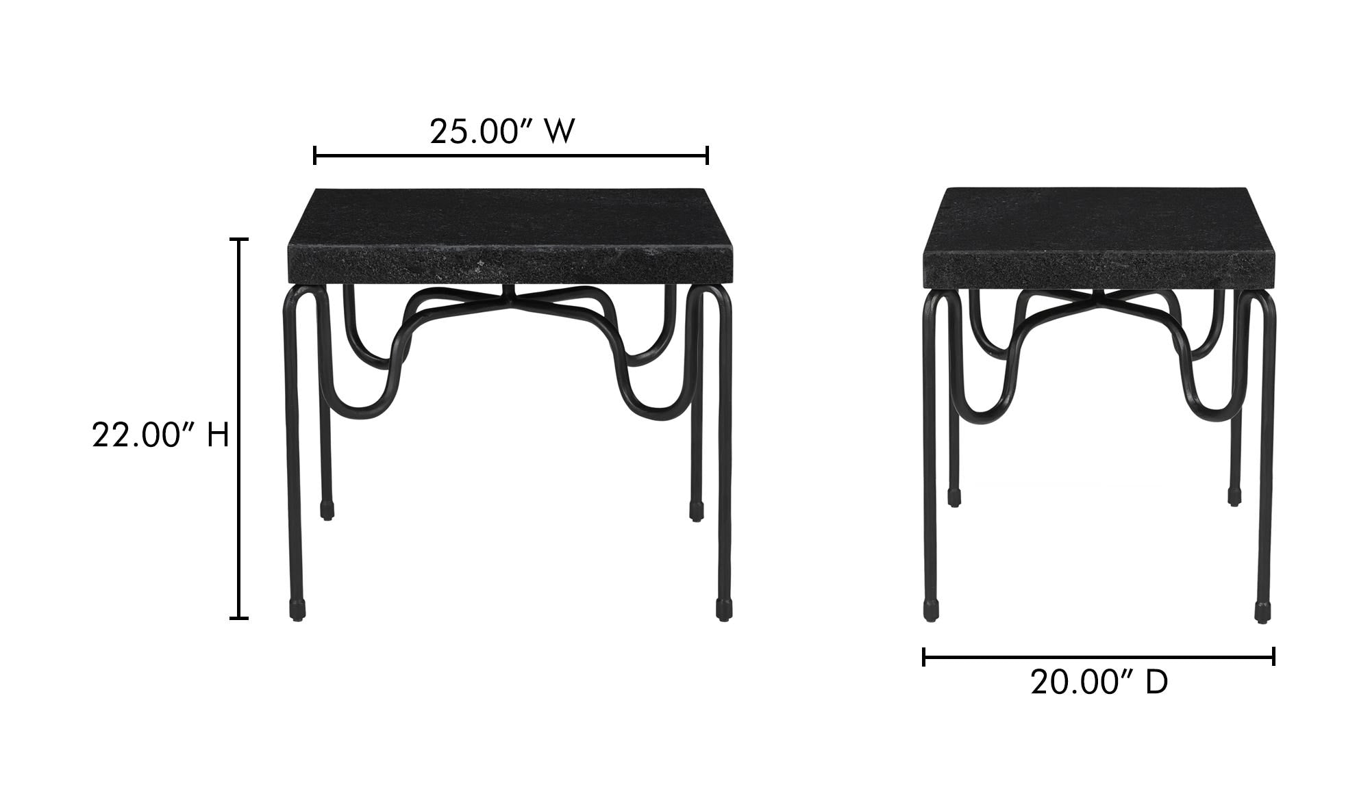 Moes Getty Side Table Black Granite QJ-1025