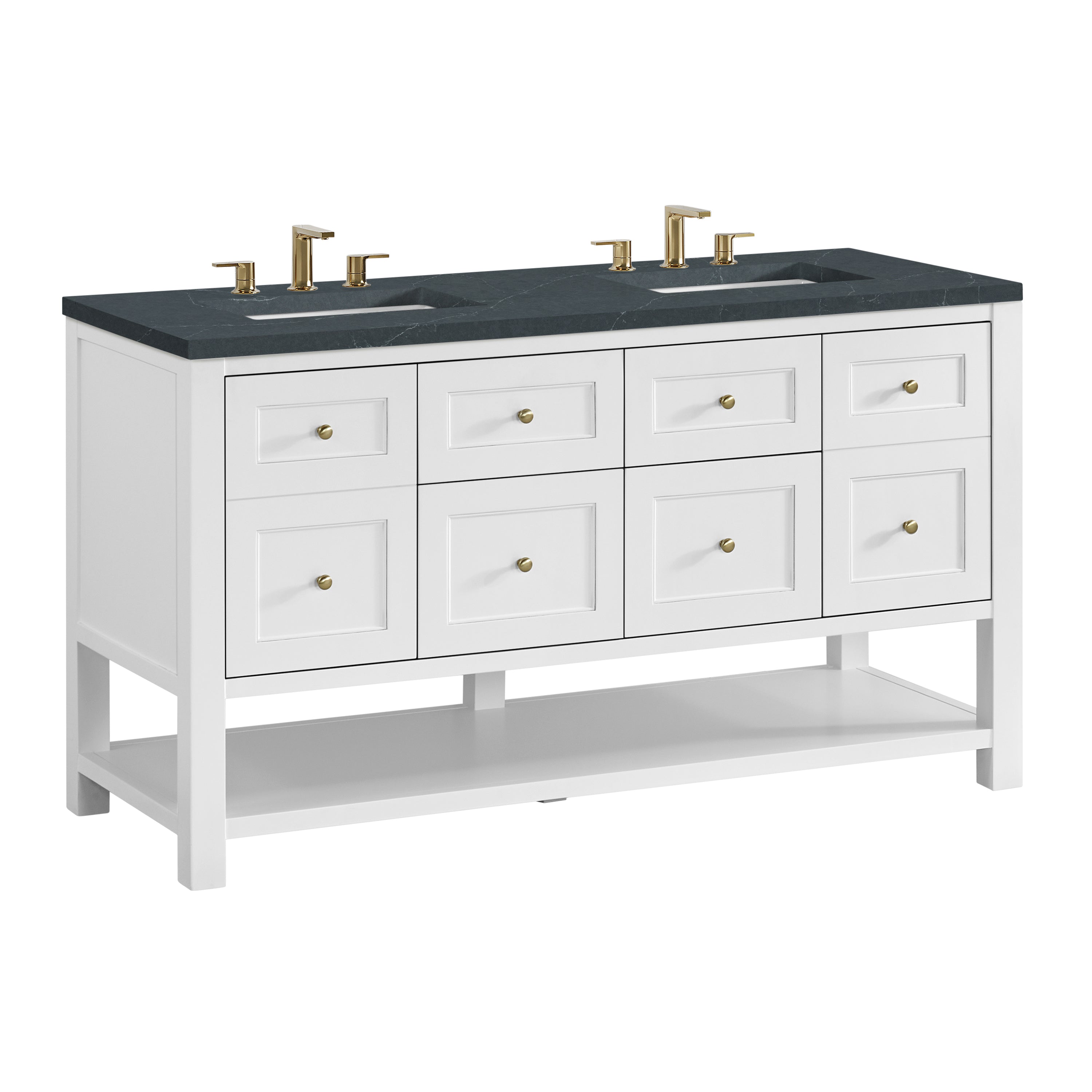 James Martin Breckenridge 60" Double Vanity in Bright White with 3cm Countertop