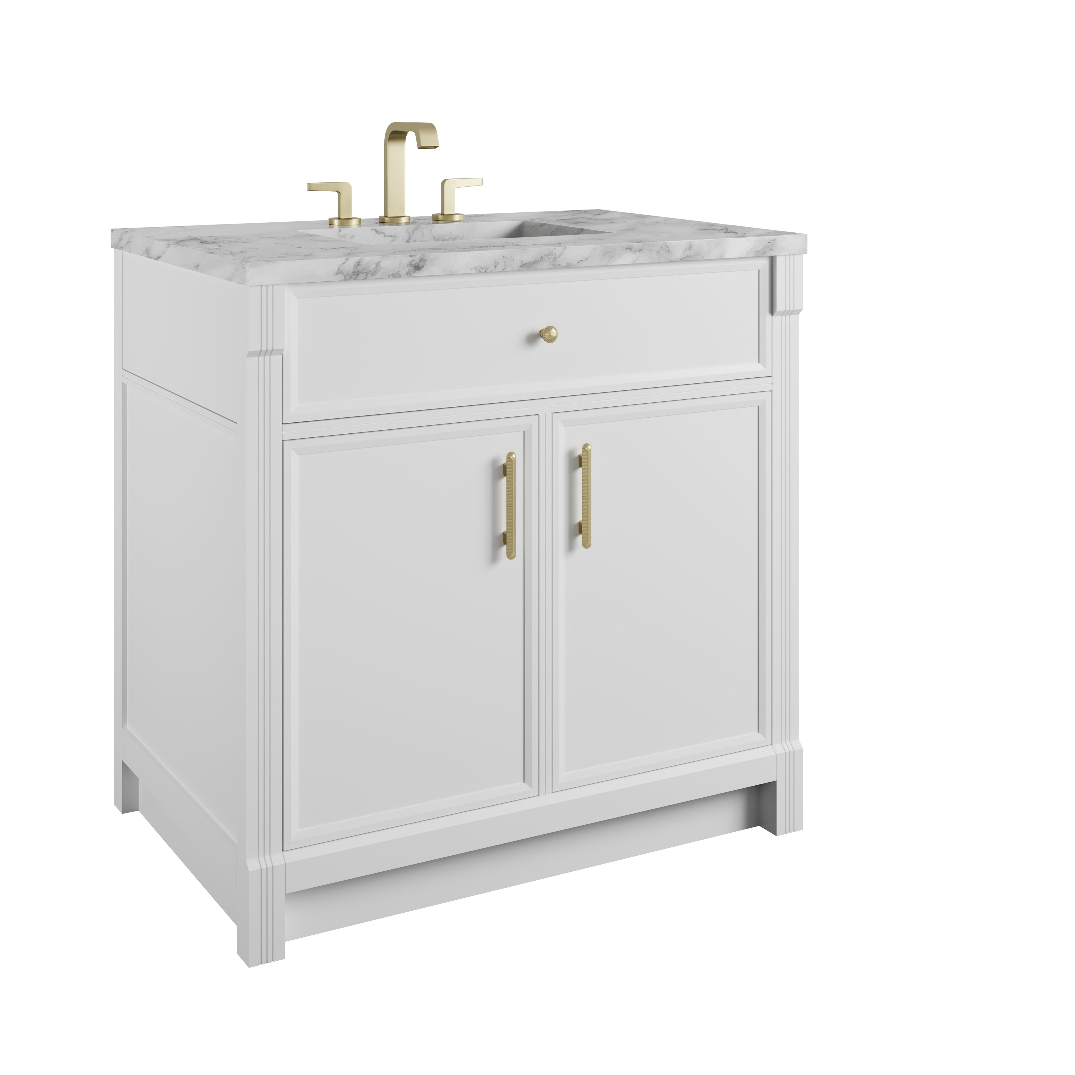 James Martin Bellshire 36" Single Vanity in Bright White with 3cm Countertop