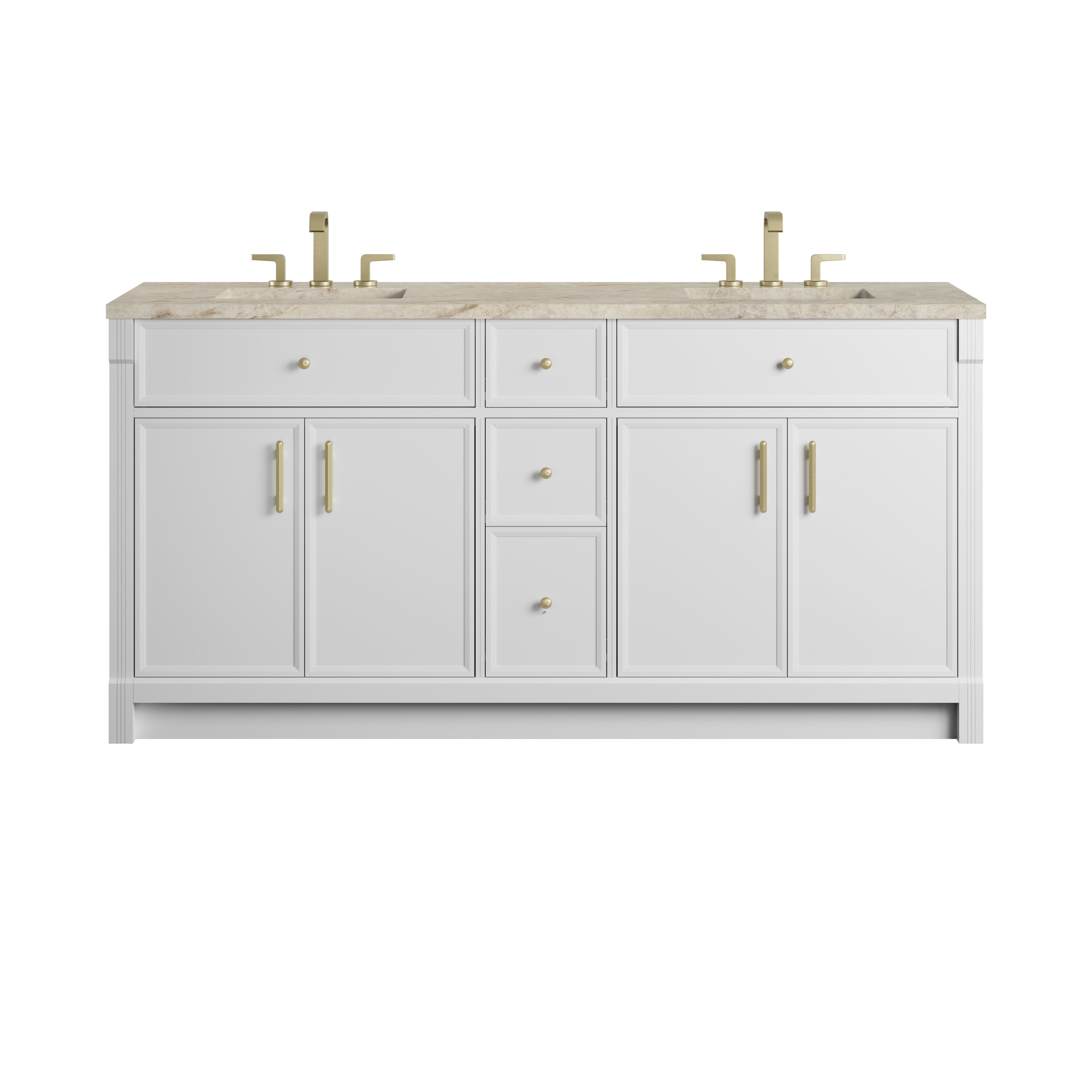 James Martin Bellshire 72" Double Vanity in Bright White with 3cm Countertop